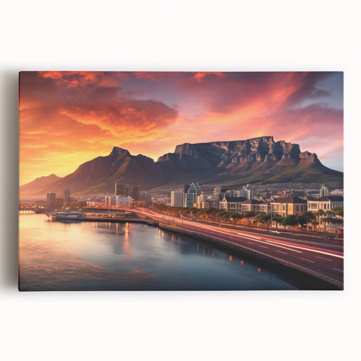 Large black and white stretched canvas featuring an African savannah scene, ideal for kitchen wall art or bedroom ambiance.