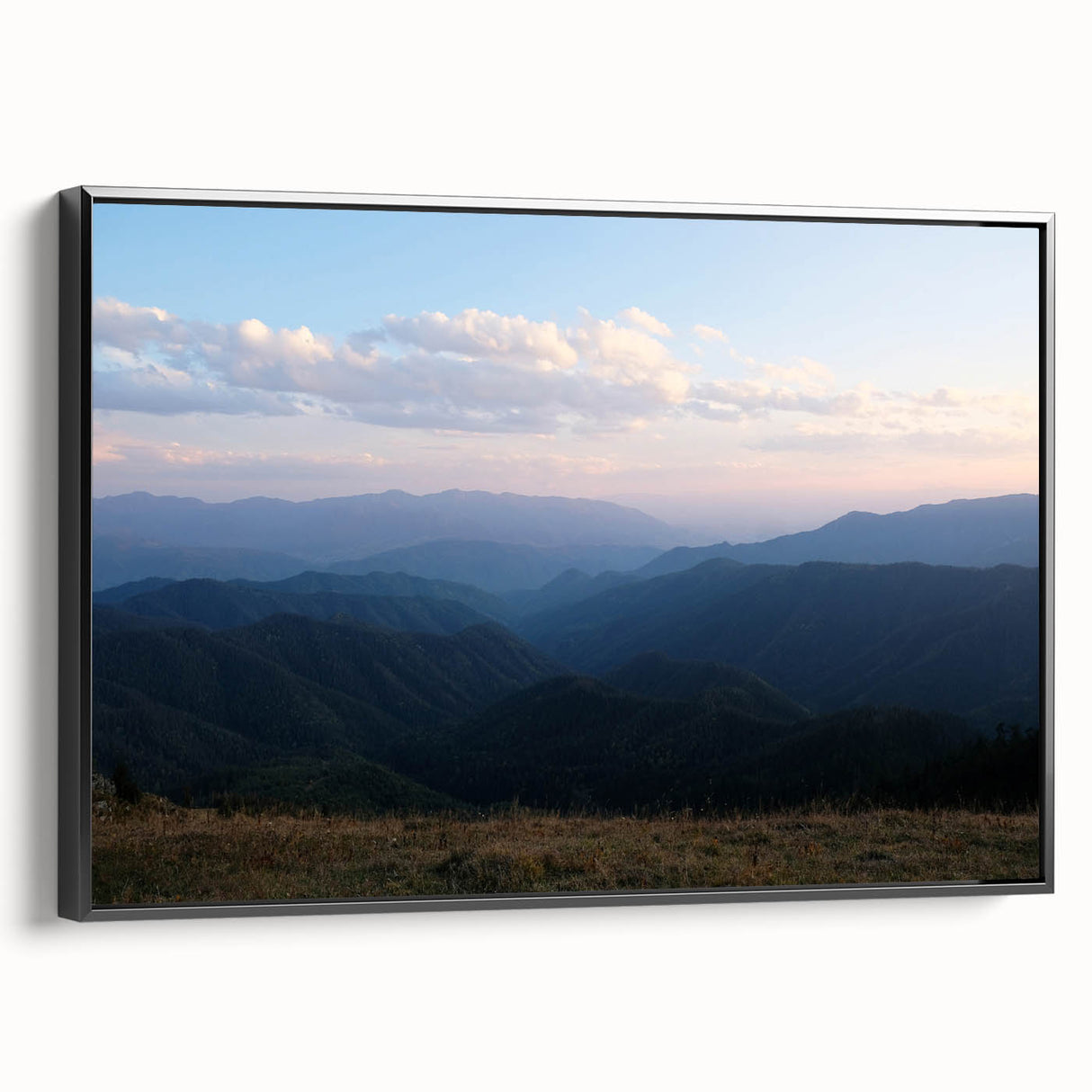 Black and white vintage poster art on framed canvas depicting a serene Georgian landscape, suitable for bedroom decor.
