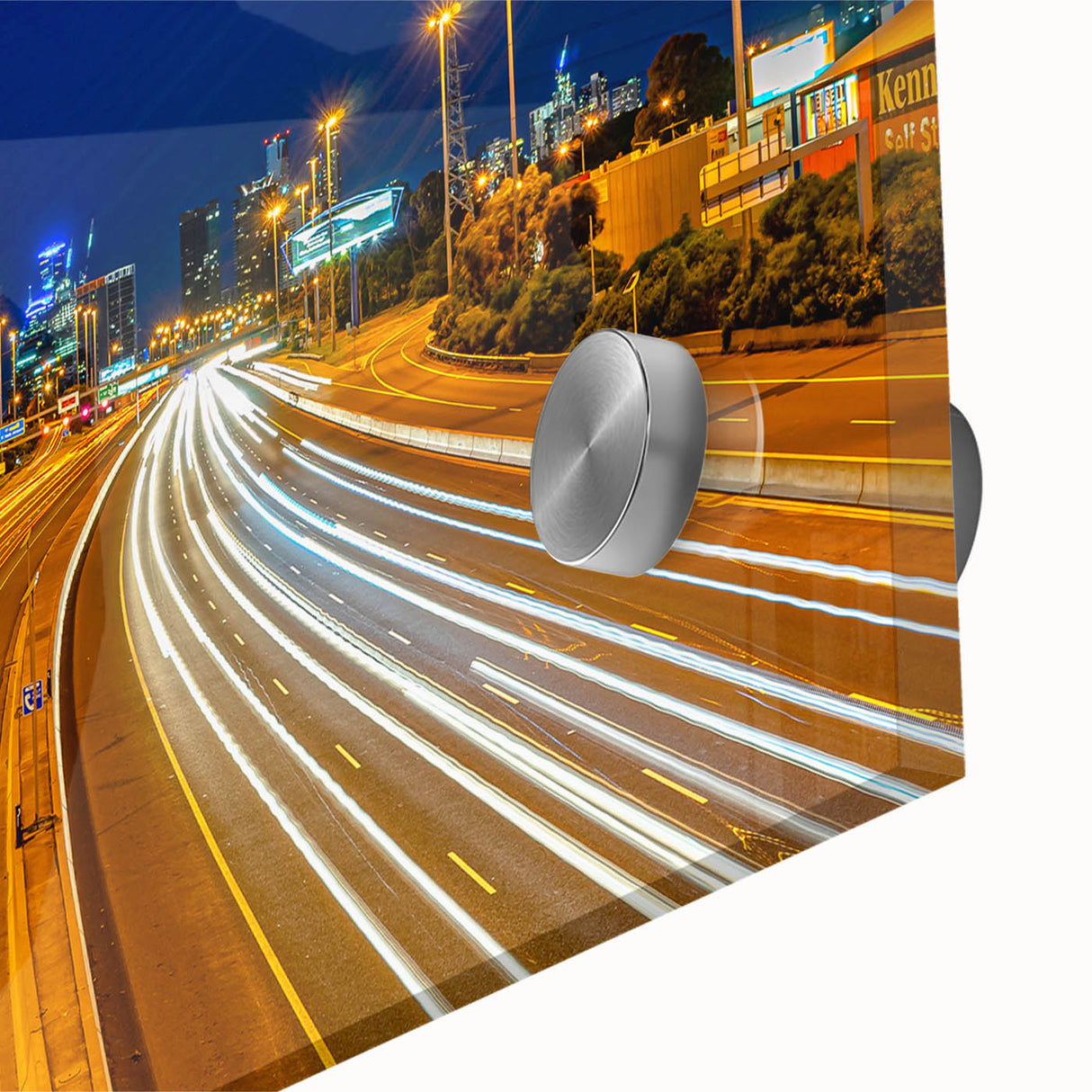 Large abstract wall art of Melbourne skyline in muted earth tones on acrylic glass, ideal for dining room ambiance.