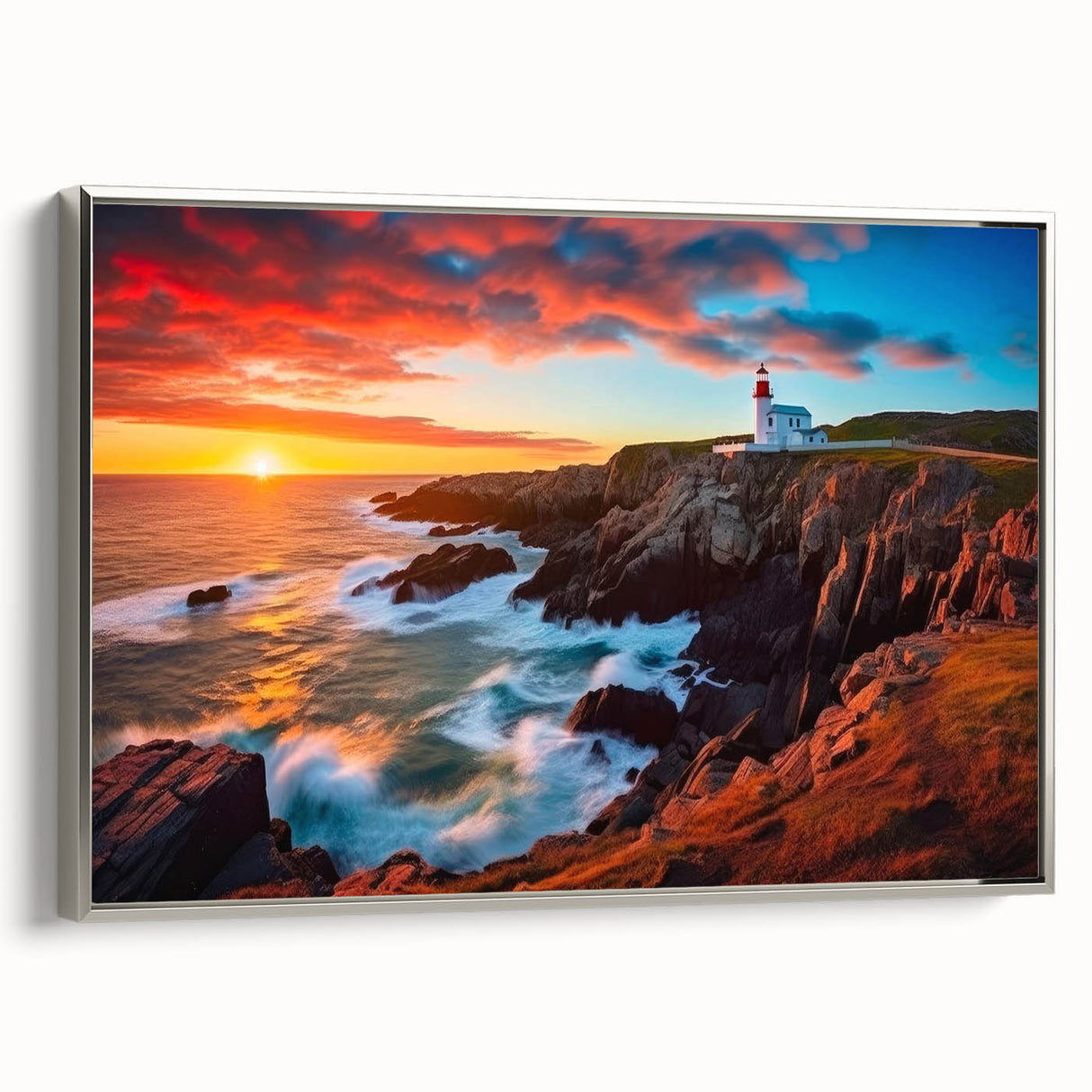 Framed canvas depicting a vintage-style Newfoundland landscape in muted colors, ideal for adding a touch of calm to any room.