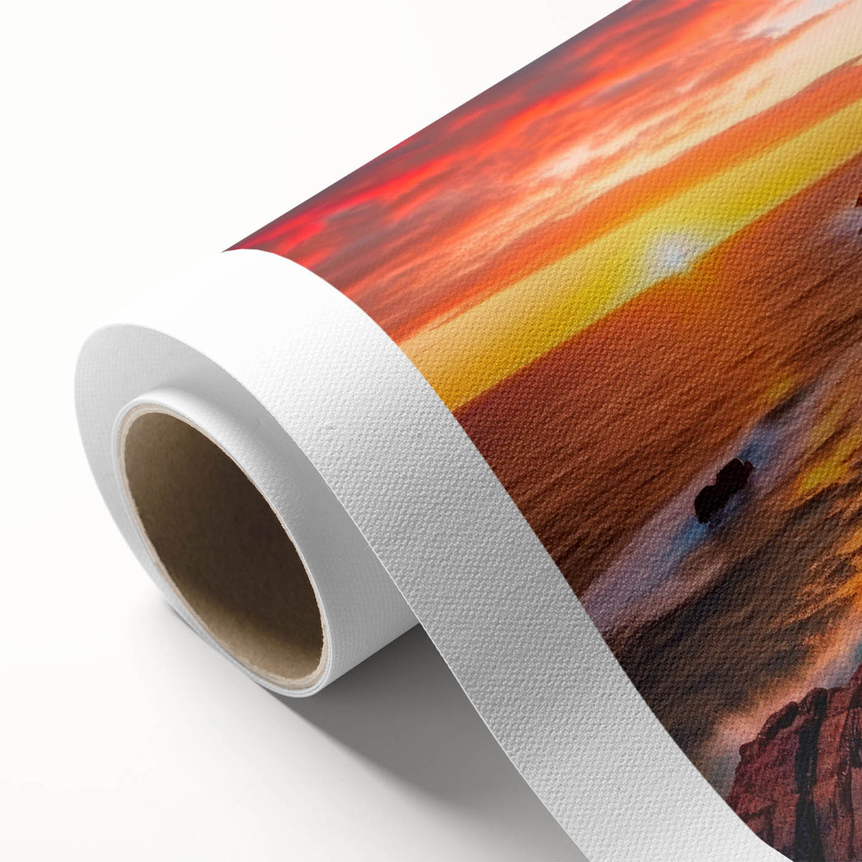 Art deco poster of Newfoundland scenery in muted green and blue tones on rolled canvas, ideal for nursery wall art.