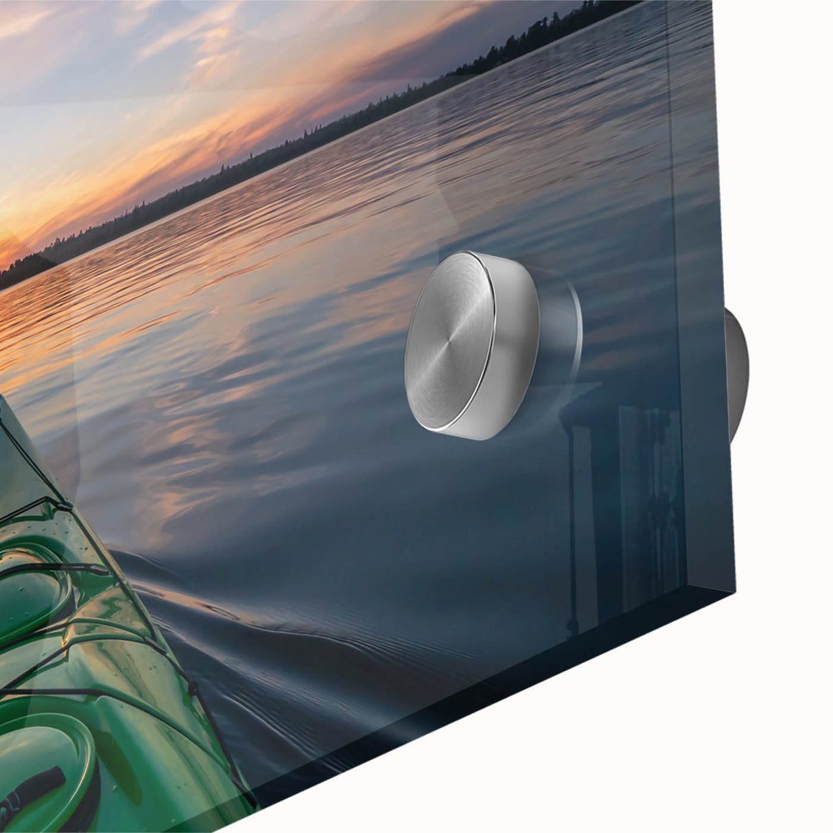 Large abstract wall art depicting a serene Ontario landscape in muted earth tones on acrylic glass.