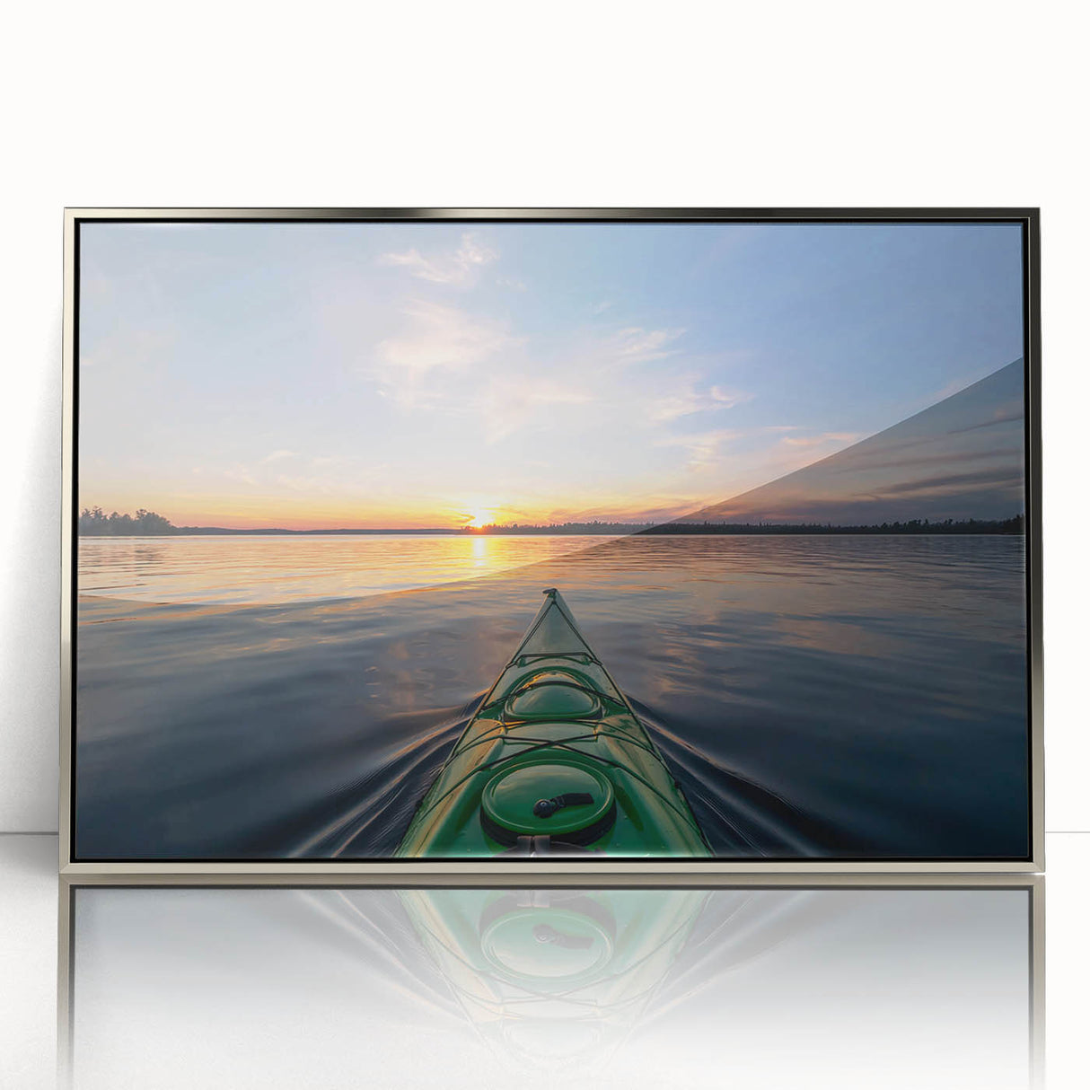 Mid-century modernist art depicting Ontario scenery in silver frame, acrylic print, suitable for nursery wall decor.