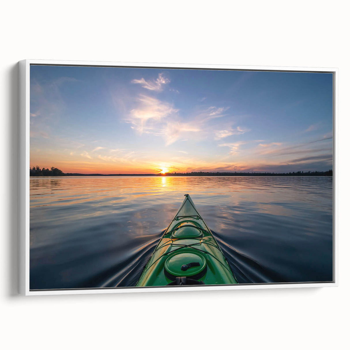 Vintage poster art of Ontario, Canada scenery on framed canvas, featuring colorful art with black accents.