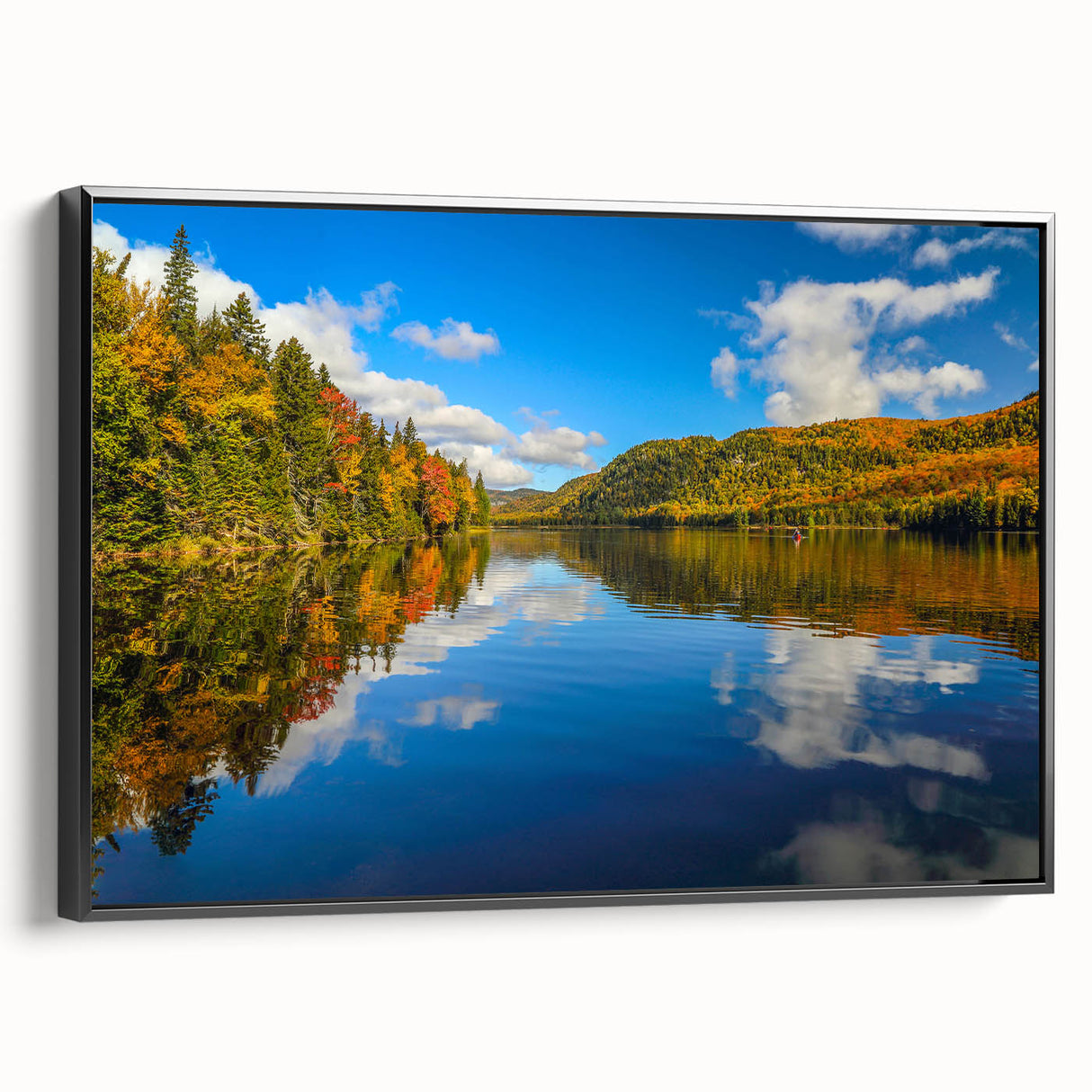 Black and white vintage poster art of Quebec landscape on framed canvas, suitable for bedroom wall decor.