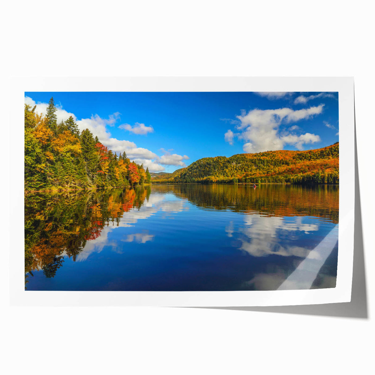 Extra large rolled print depicting a serene Quebec landscape with vibrant green and blue tones.