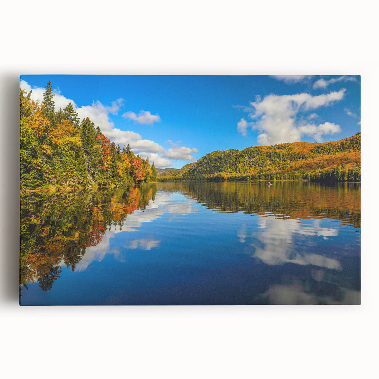Black and white stretched canvas of Quebec scenery, ideal for kitchen wall art.
