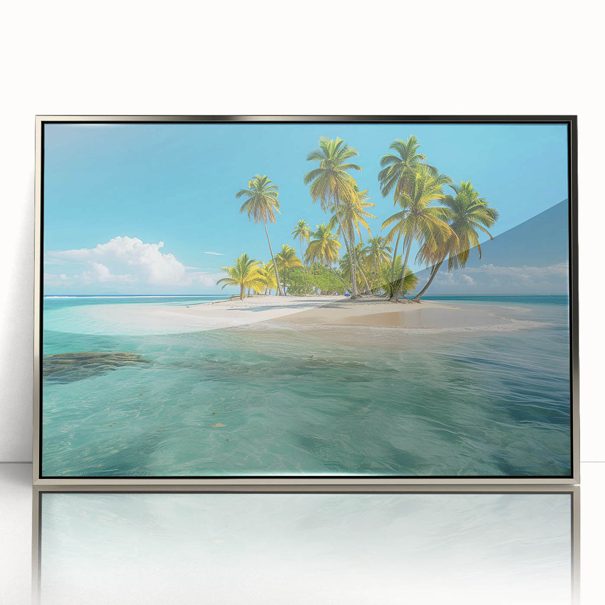 Framed acrylic print of a vibrant Caribbean scenery, ideal for modern art wall decor.