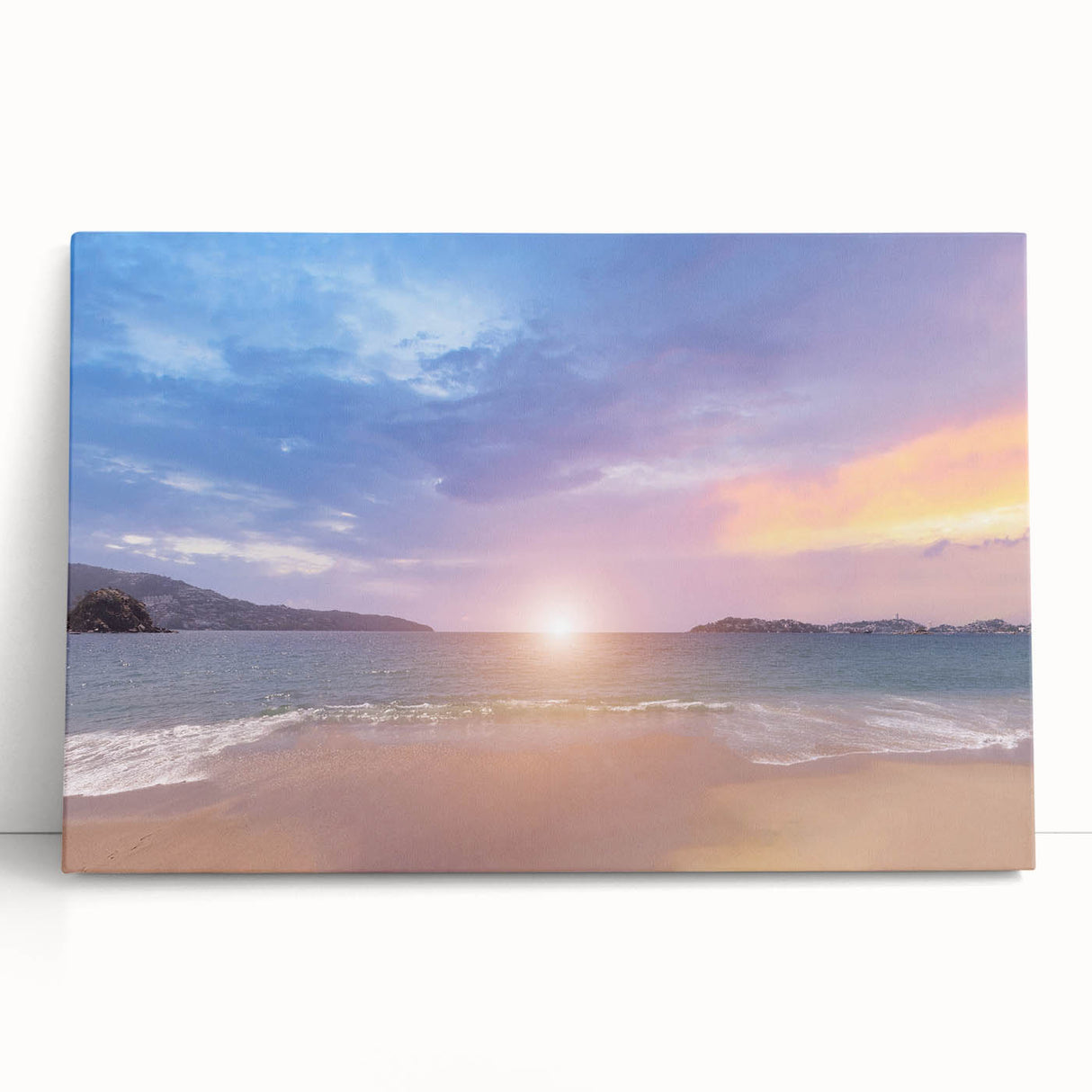 Black and white stretched canvas featuring the Acapulco scenery, ideal for kitchen wall art or bedroom ambiance.