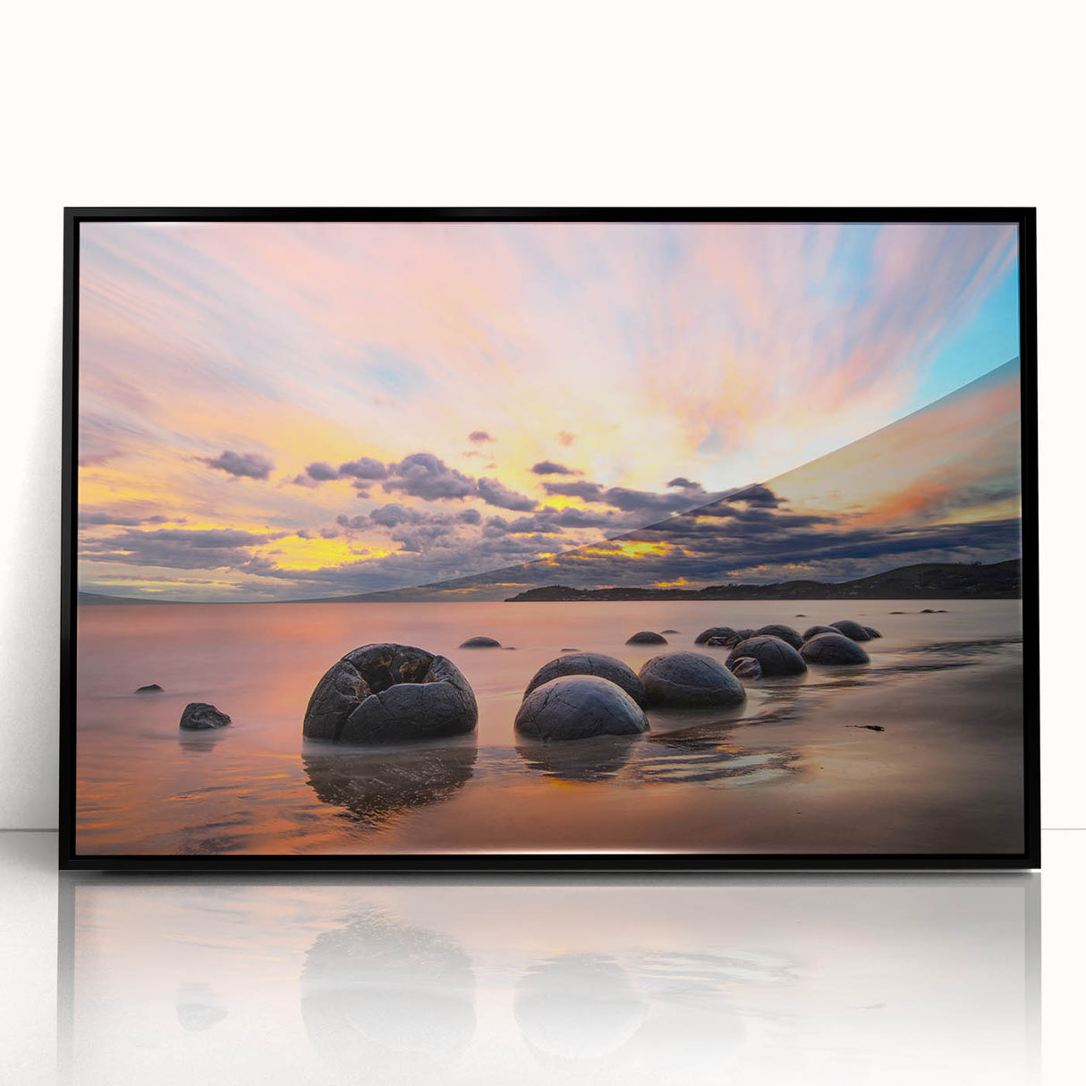 Large abstract wall art featuring a dynamic depiction of Otago, New Zealand in muted earth tones on a framed acrylic print.