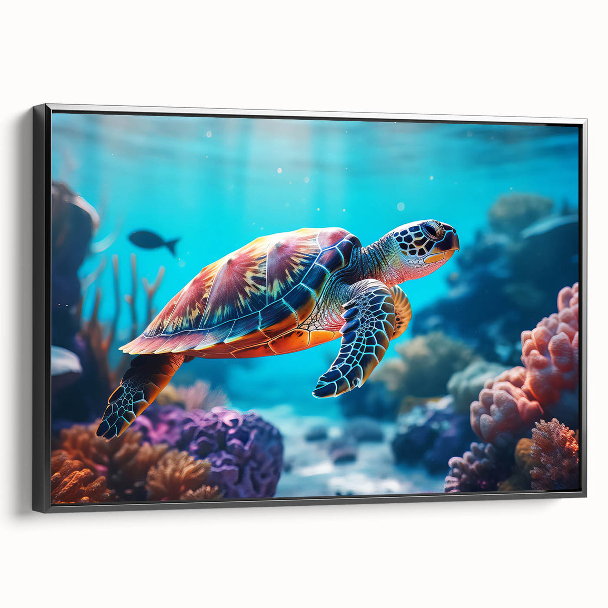 Black and white framed canvas of a Seychelles landscape, ideal for bedroom wall decor.