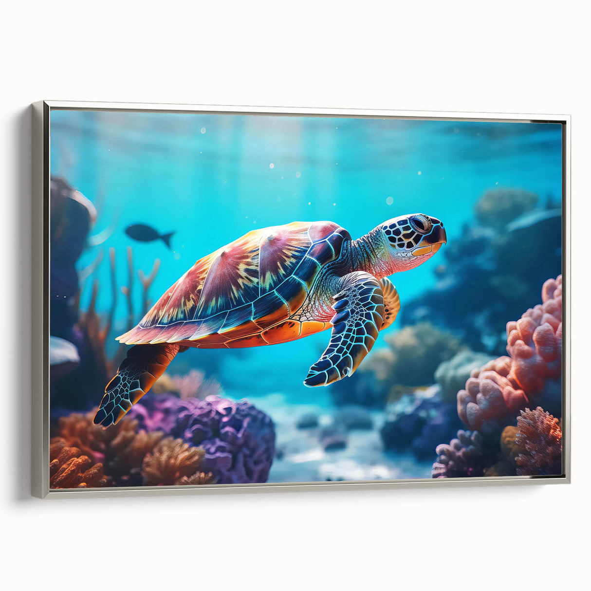 Landscape art painting of Seychelles with vibrant colors on a framed canvas, ideal for living room decor.