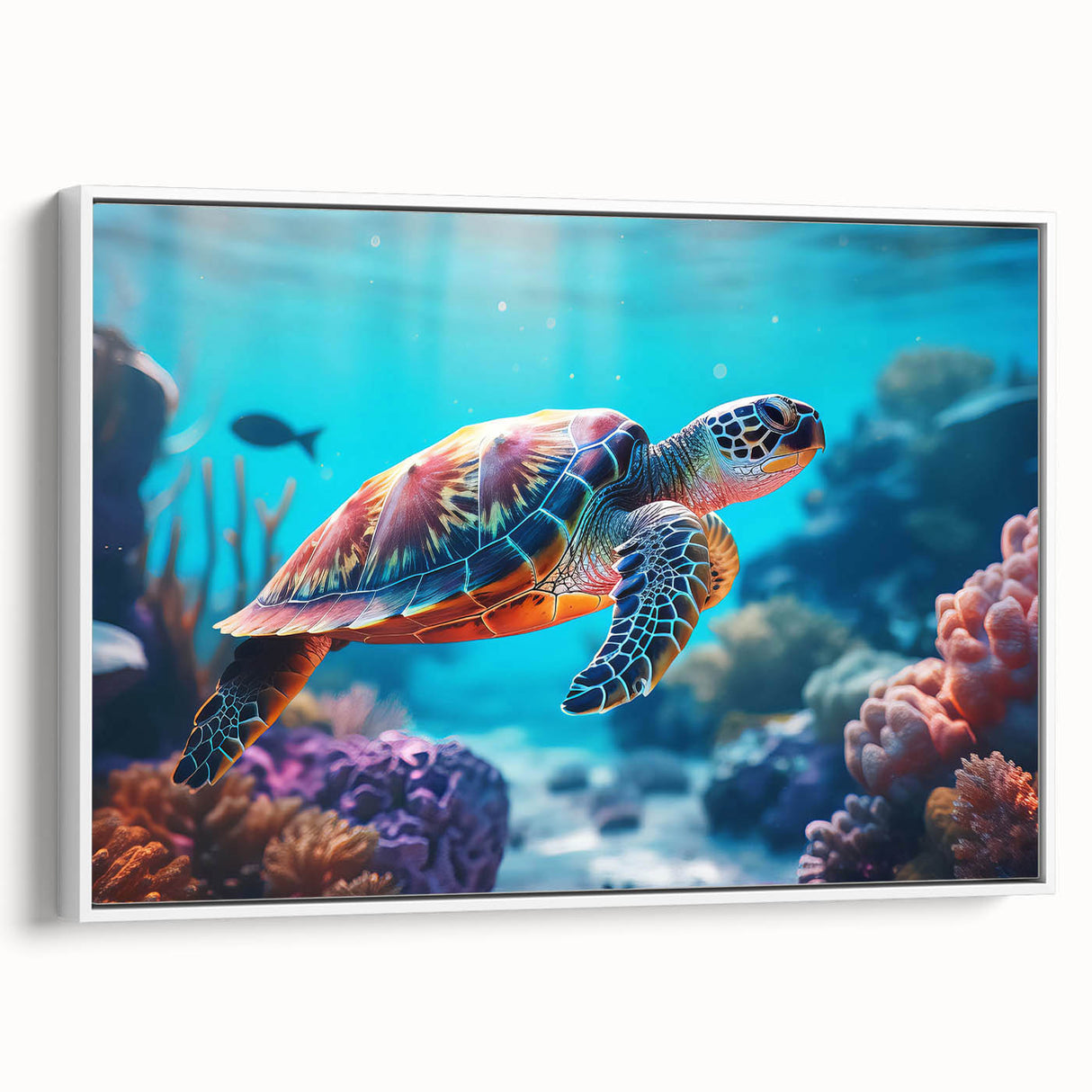 Vintage poster art of Seychelles scenery on a framed canvas, featuring vibrant colors, ideal for living room decor.