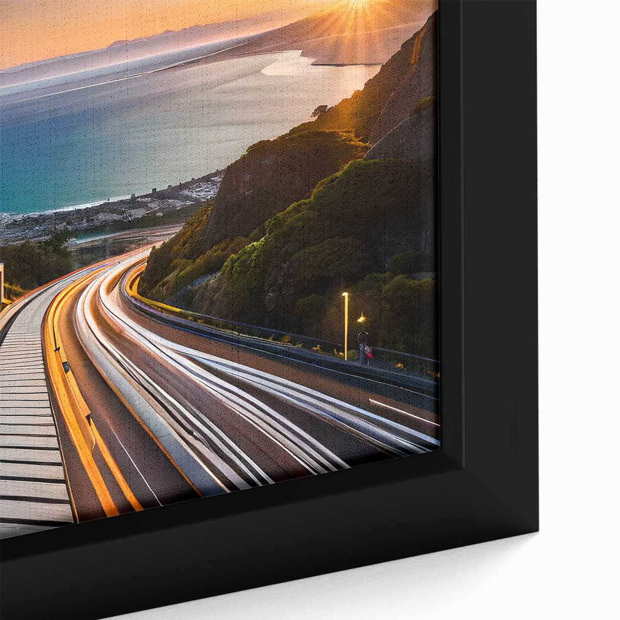 Extra large framed canvas depicting a textured African landscape in vibrant, colorful hues, ideal for living room decor.