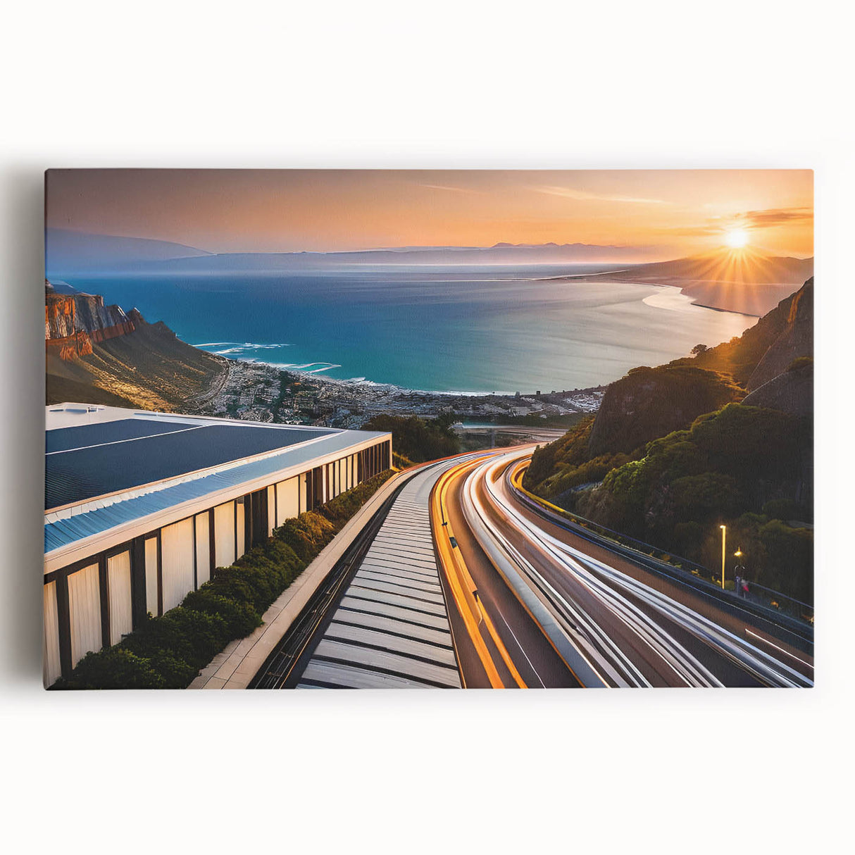 Black and white stretched canvas featuring a large African landscape, ideal for kitchen wall art or bedroom decor.