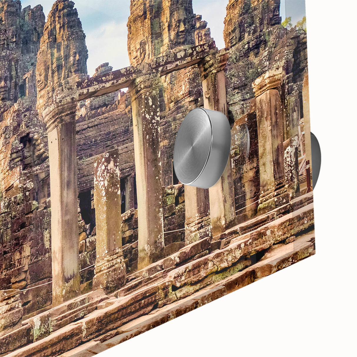 Mid-century modernist style large abstract art print of Cambodian scenery on acrylic glass, ideal for dining room art.