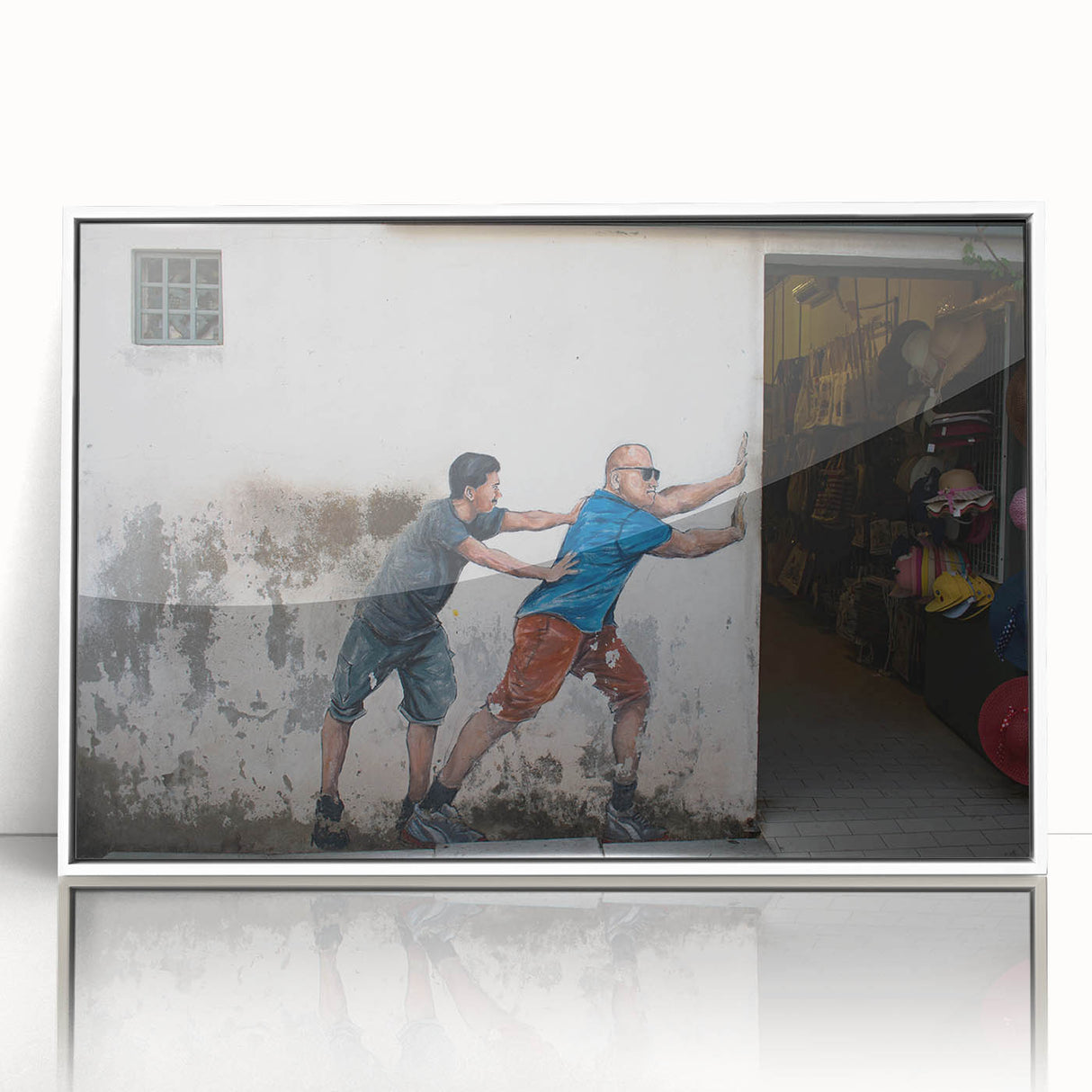 Art deco poster depicting a vibrant Malaysian landscape on white-framed acrylic.