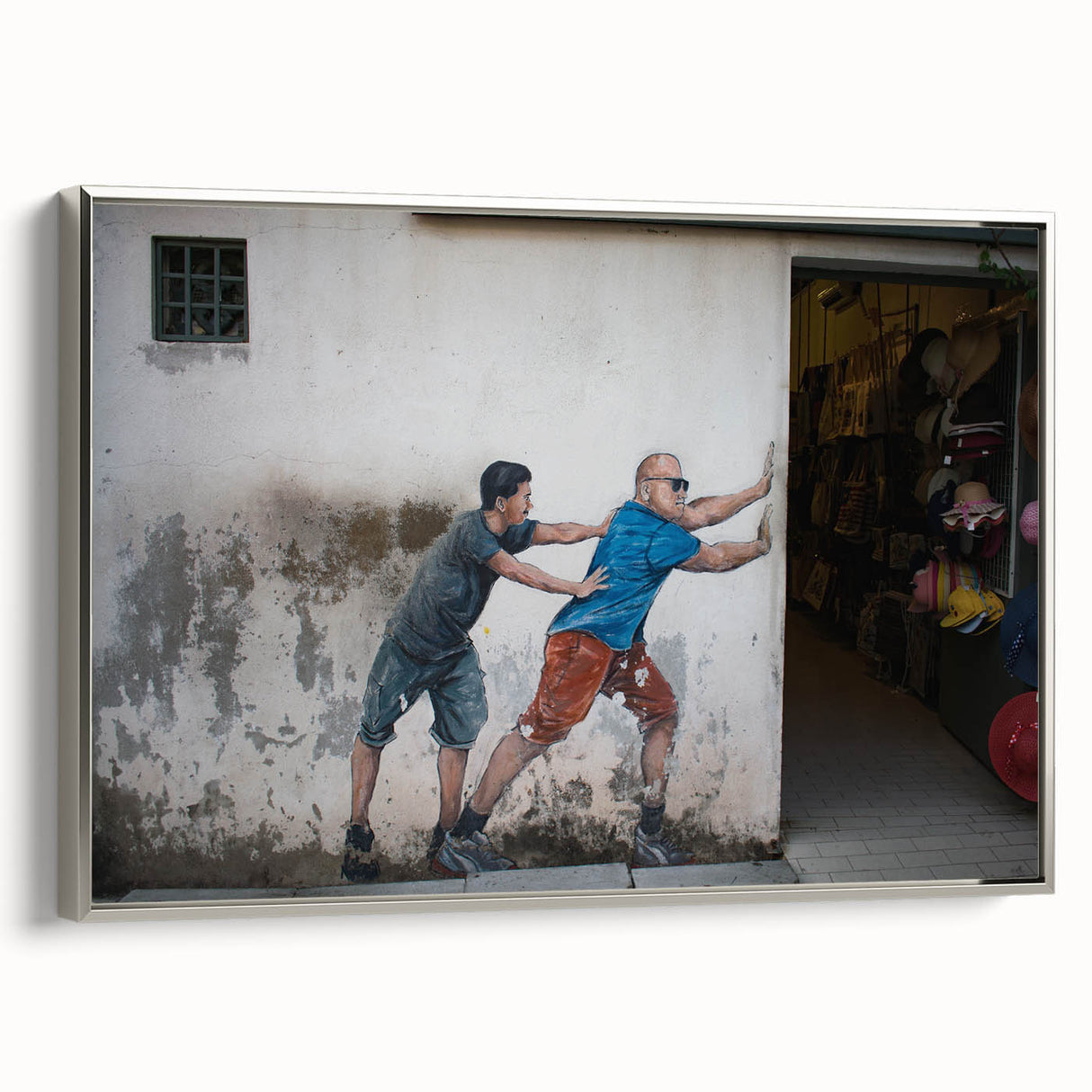 Landscape art painting of a Malaysian scenery in vibrant colors on a framed canvas, ideal for living room decor.