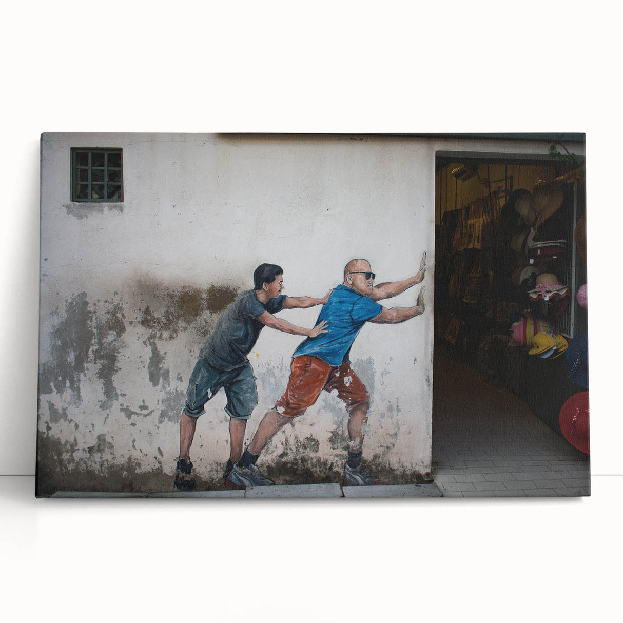 Large black and white wall art of a Malaysian landscape on stretched canvas, ideal for kitchen or bedroom decor.