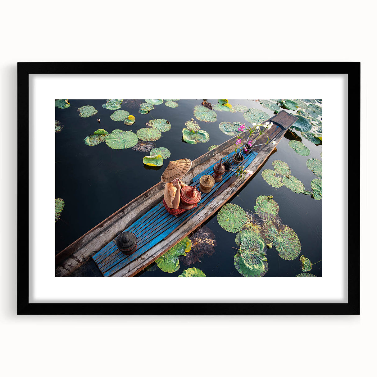 Abstract art print of a vibrant, colorful Myanmar landscape on a textured, extra large canvas, ideal for living room decor.