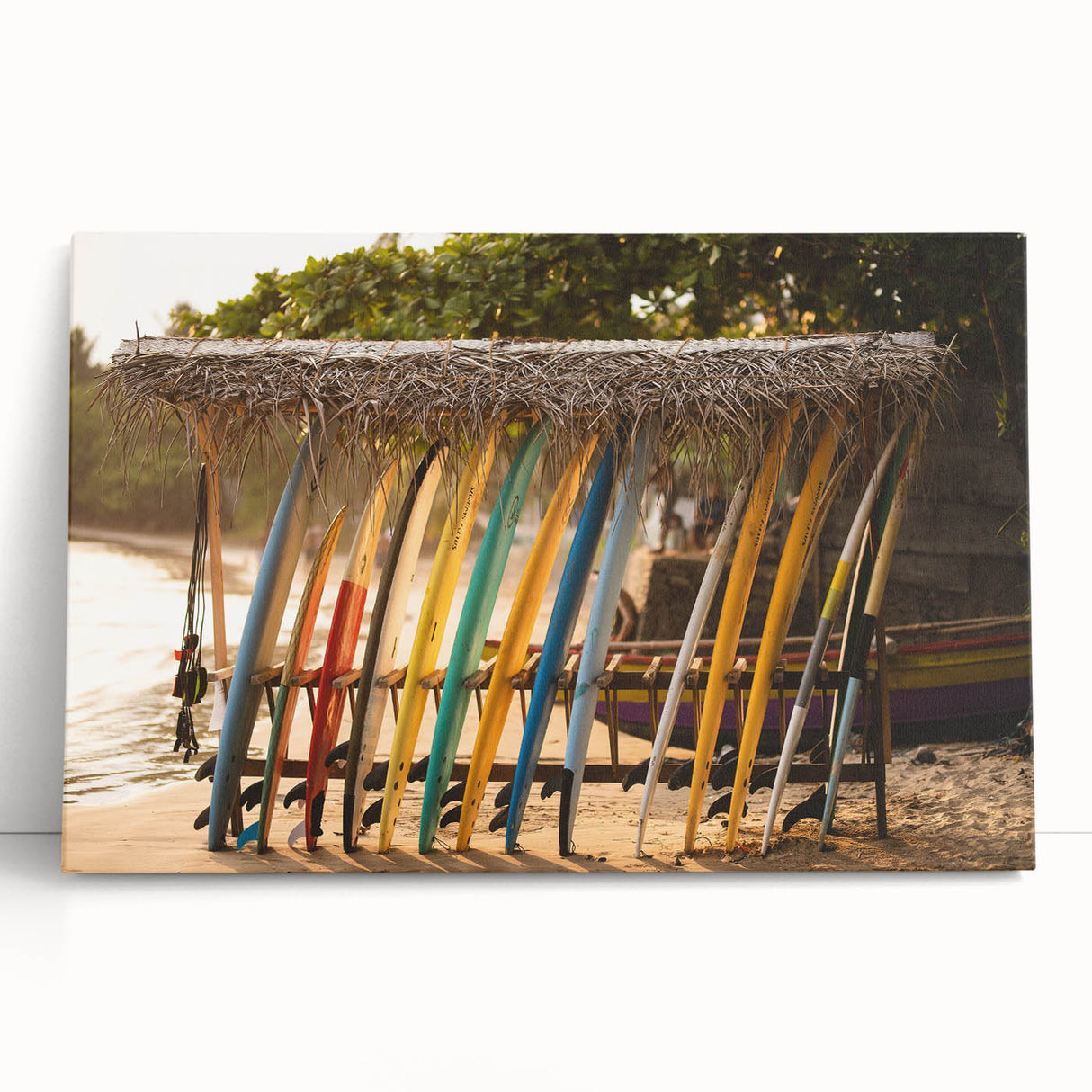 Black and white stretched canvas of a Sri Lankan landscape, ideal for kitchen wall art or bedroom ambiance.