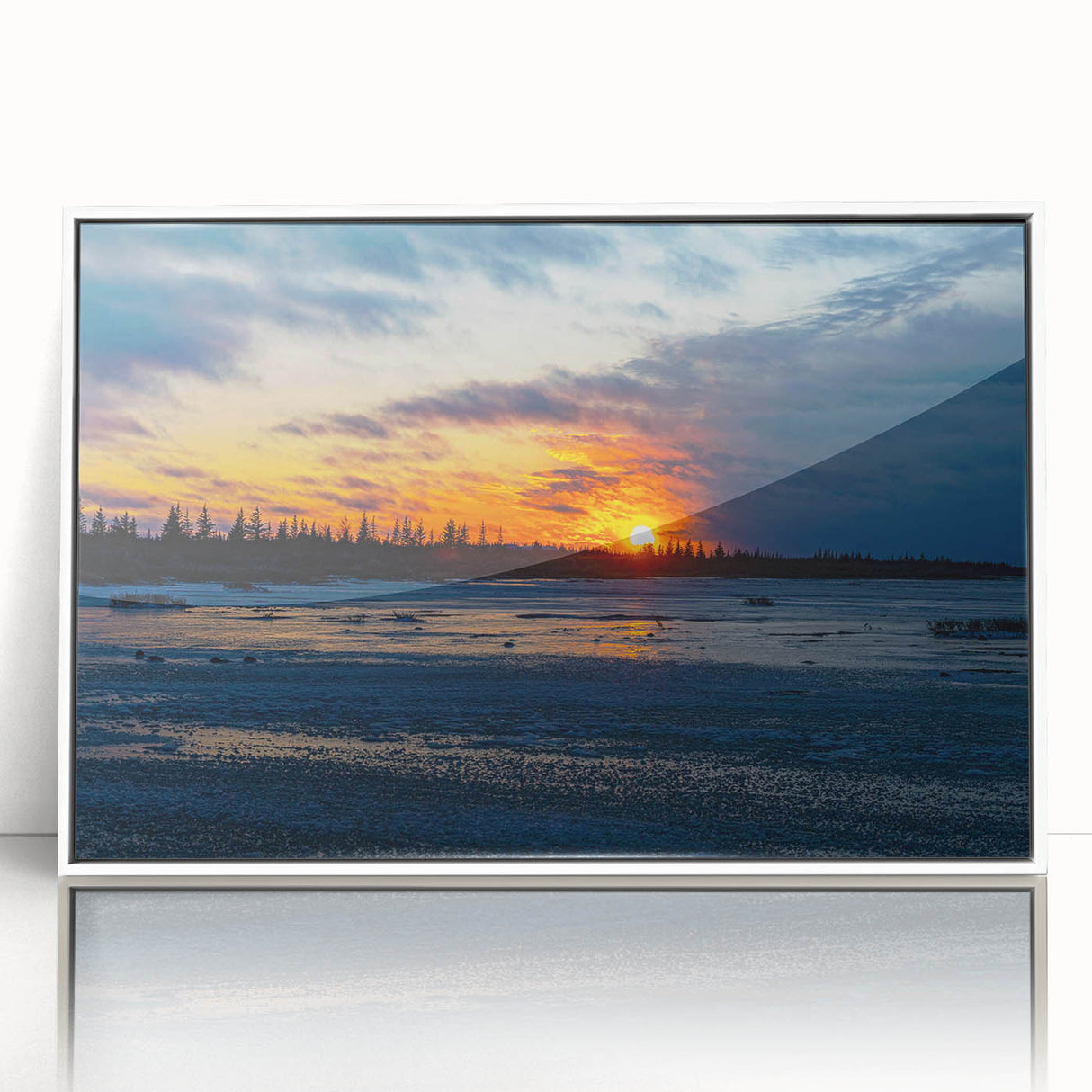 Acrylic print of a Manitoba, Canada scenery in art deco style with soft pastel colors, ideal for modern nursery wall art.