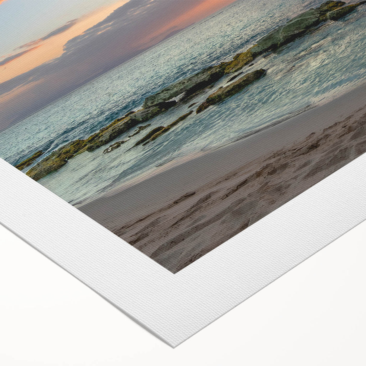 Art deco poster featuring a serene Caribbean scenery on rolled canvas, suitable for dining room decor.