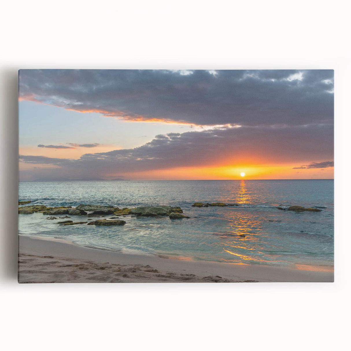 Black and white photograph of Caribbean scenery on stretched canvas, ideal for kitchen wall art or bedroom ambiance.