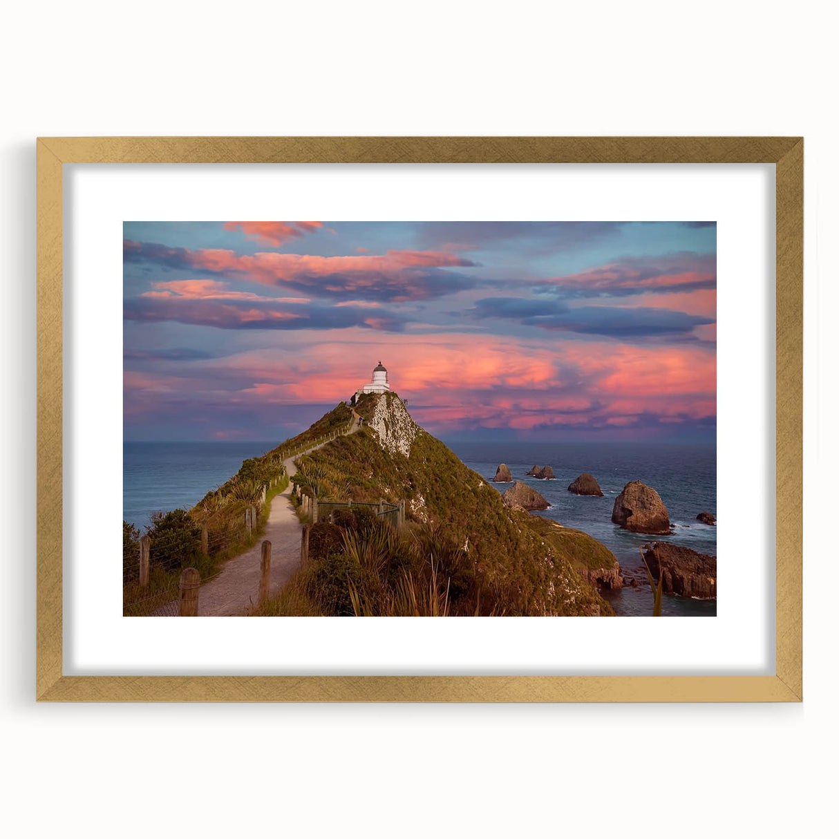 Extra large wall art featuring an abstract print of Otago, New Zealand in textured gold frame, ideal for living room decor.