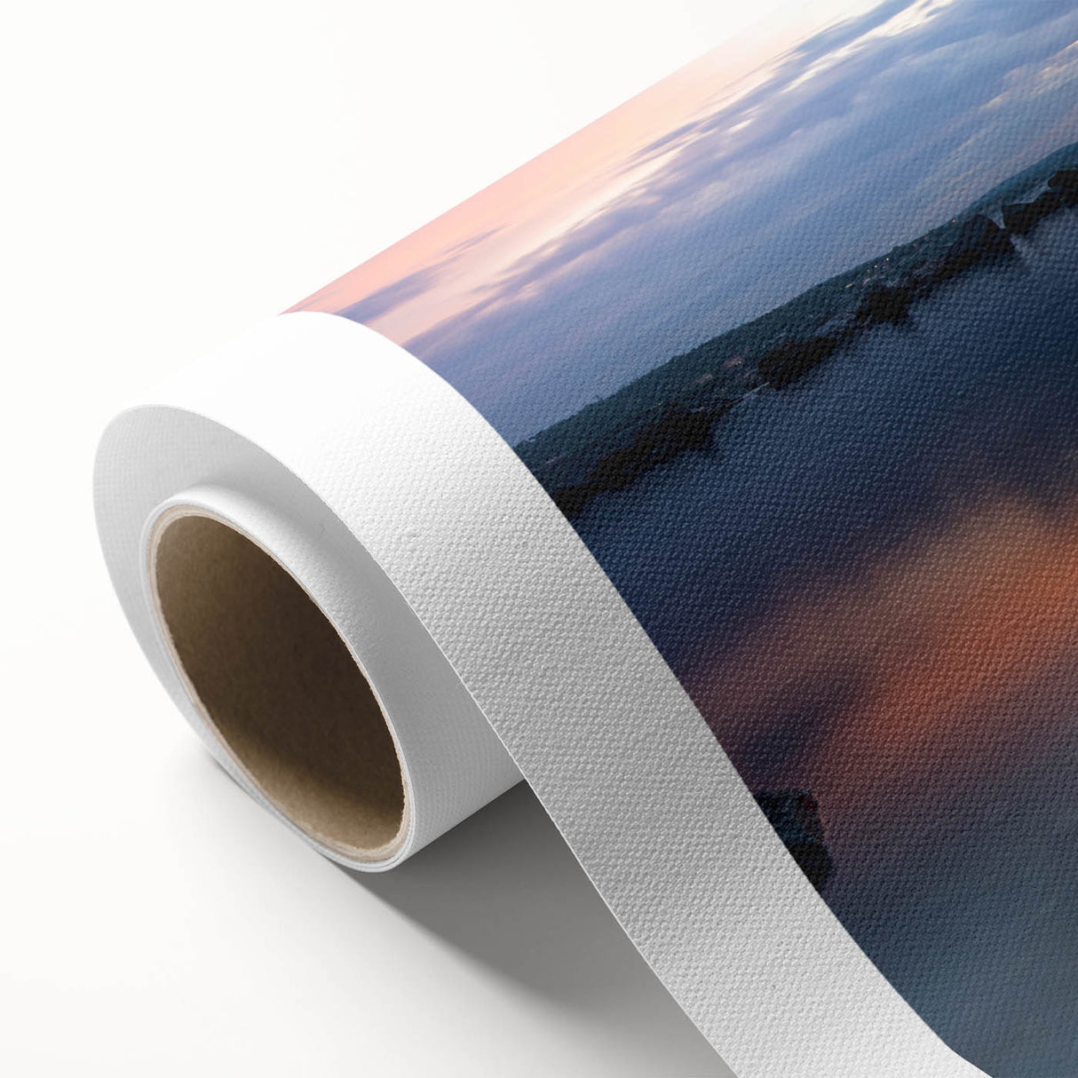 Art Deco style poster of Minnesota scenery on rolled canvas, featuring muted earth tones, ideal for nursery wall art.