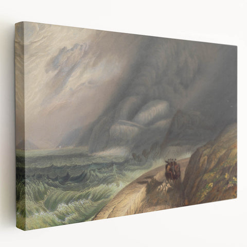 Classic Romantic Paintings - Penmaenmawr Stormy Landscape Canvas Art