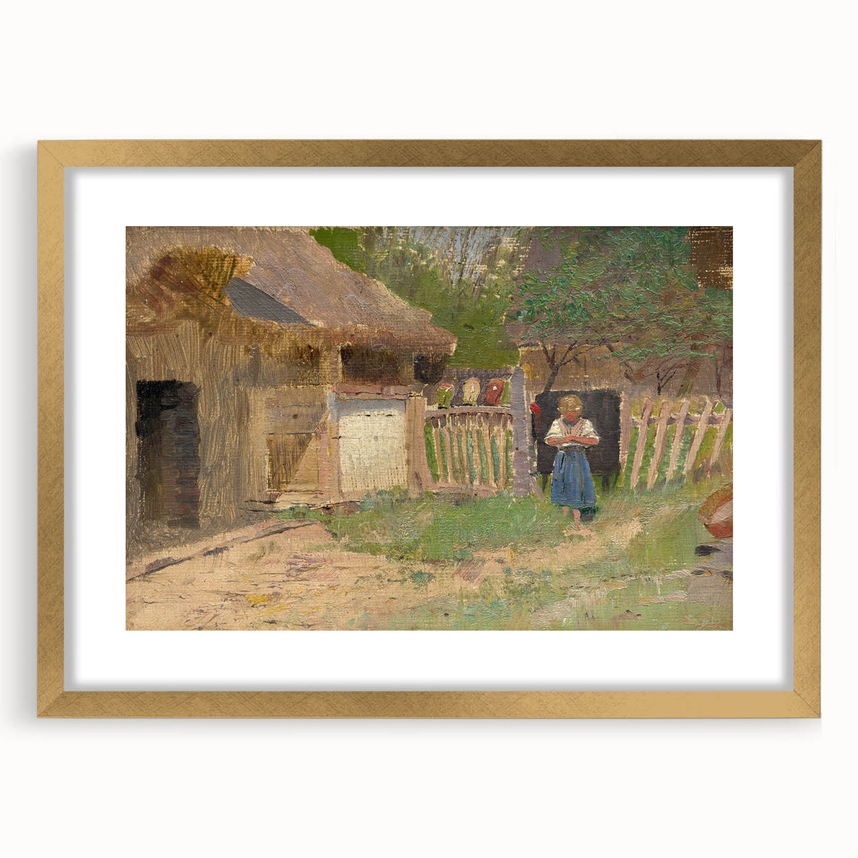 Romantic Art Prints: "Girl in a Farmyard" by László Mednyánszky