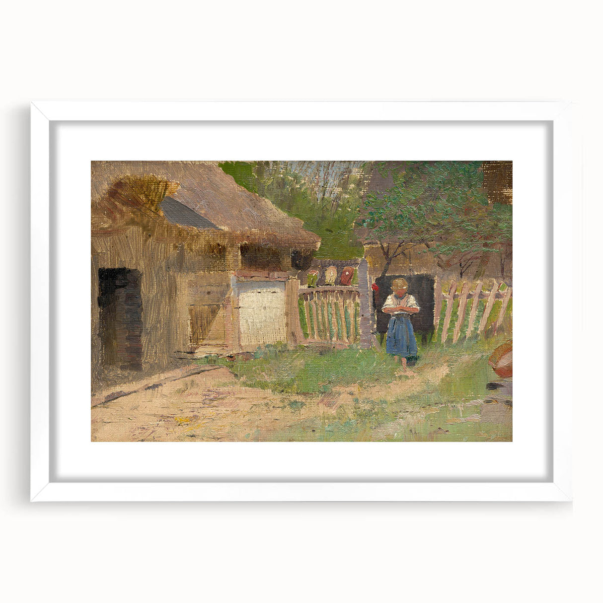 Romantic Art Prints: "Girl in a Farmyard" by László Mednyánszky