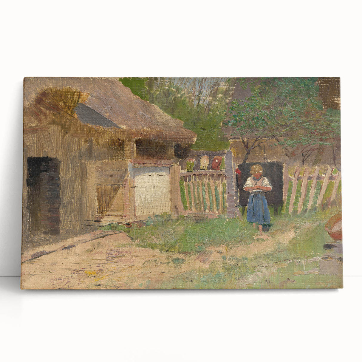 Romantic Art Prints: "Girl in a Farmyard" by László Mednyánszky