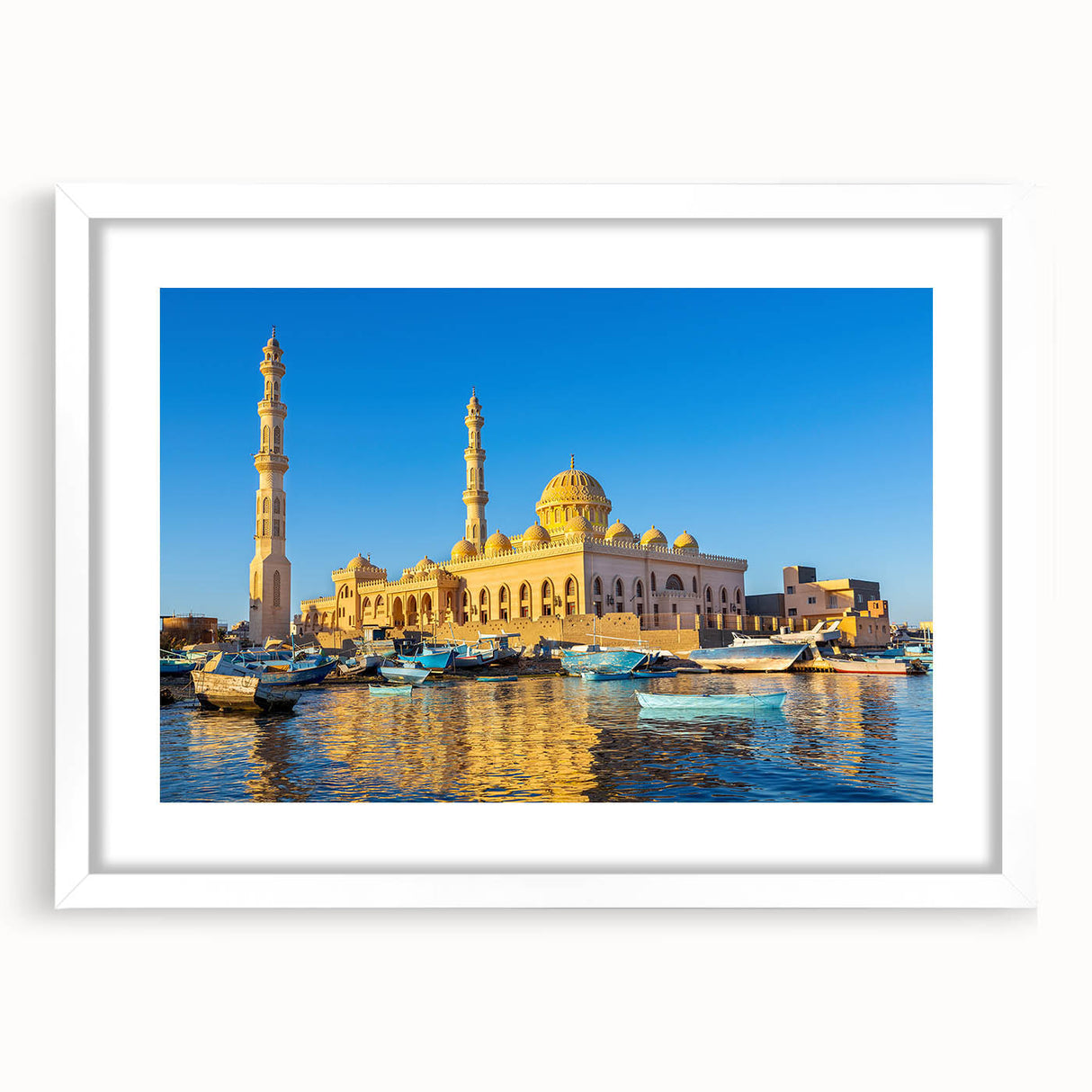 Extra large framed abstract art print of an African desert in earth tones, ideal for living room decor.