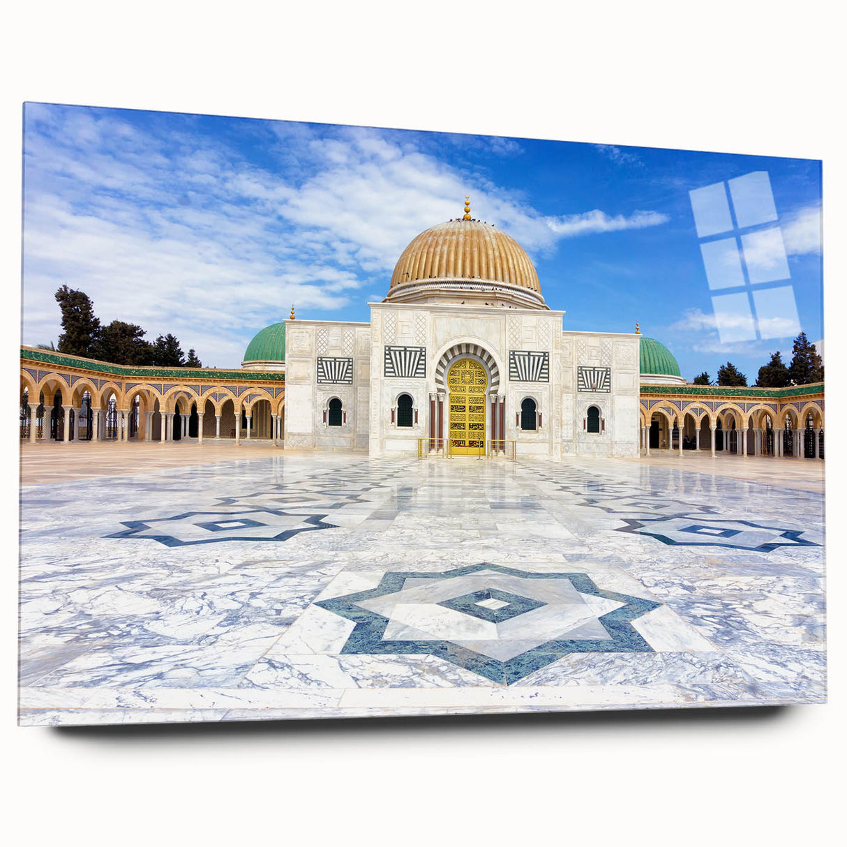 Acrylic print of a Tunisian landscape in earth tones, ideal for bedroom or dining room art.