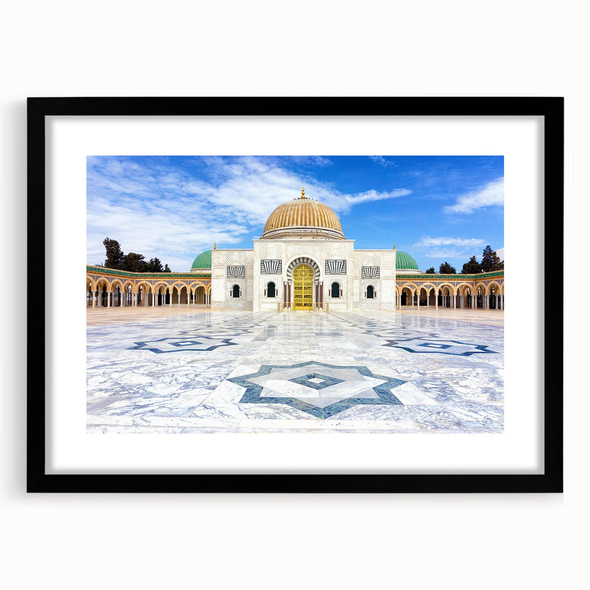 Extra large abstract art print of a colorful, textured Tunisian landscape on a framed canvas, ideal for living room decor.