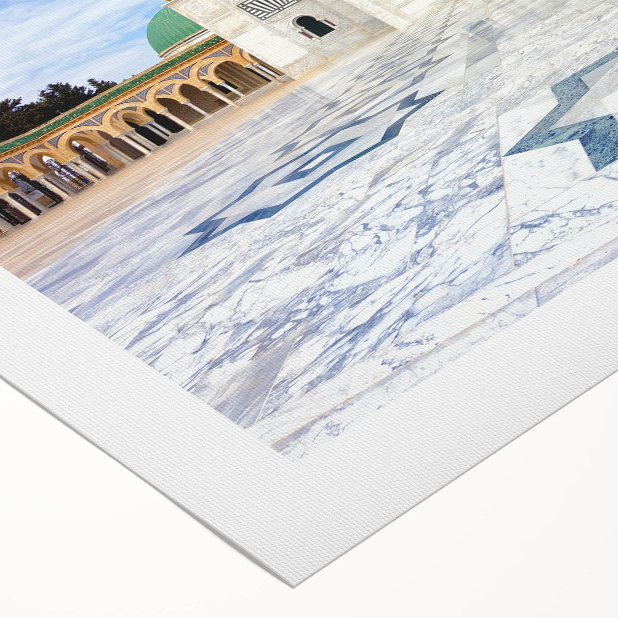 Art deco poster depicting a Tunisian landscape in muted earth tones on rolled canvas, suitable for dining room wall art.