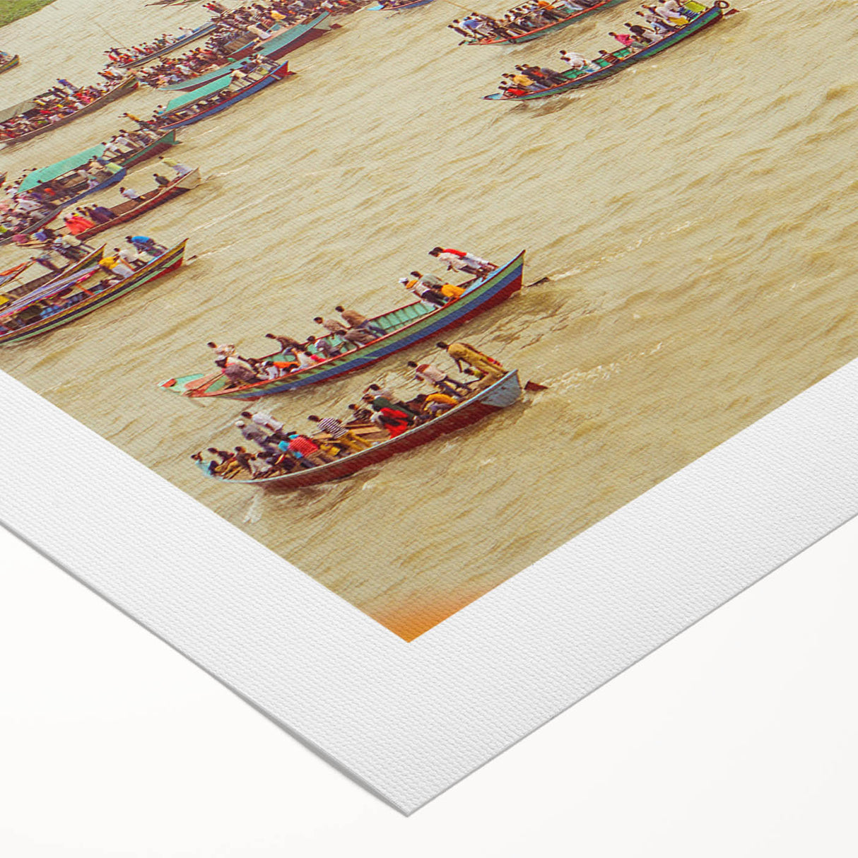 Art deco poster of a Bangladesh scenery in muted earth tones on rolled canvas, suitable for dining room wall art.