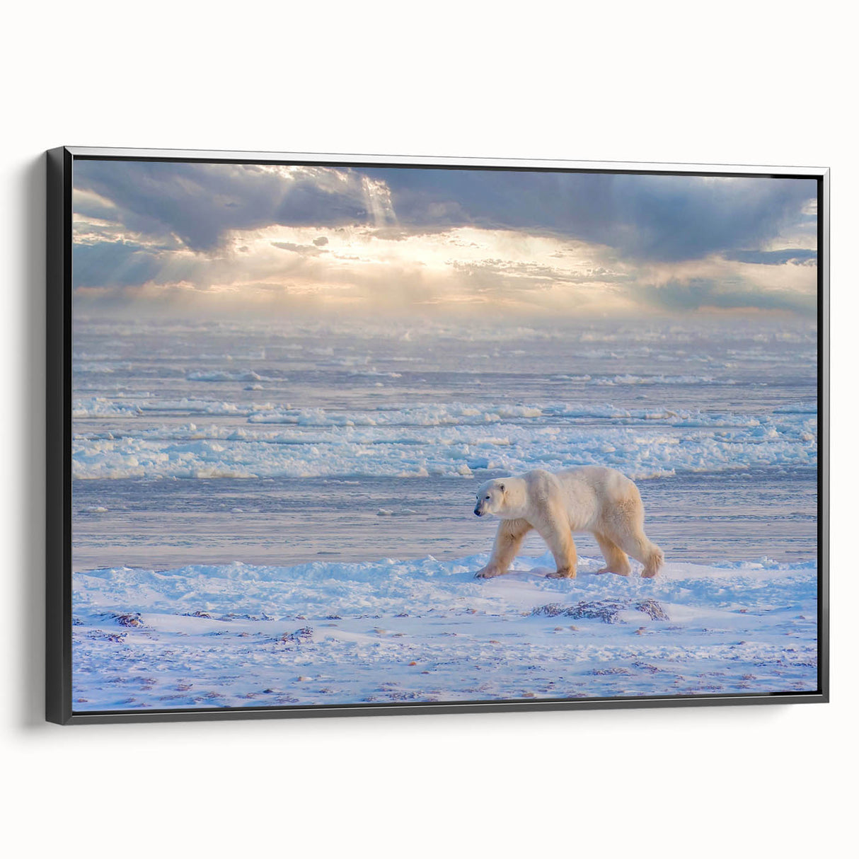 Black and white landscape art painting of a Manitoba scenery on framed canvas, suitable for bedroom decor.