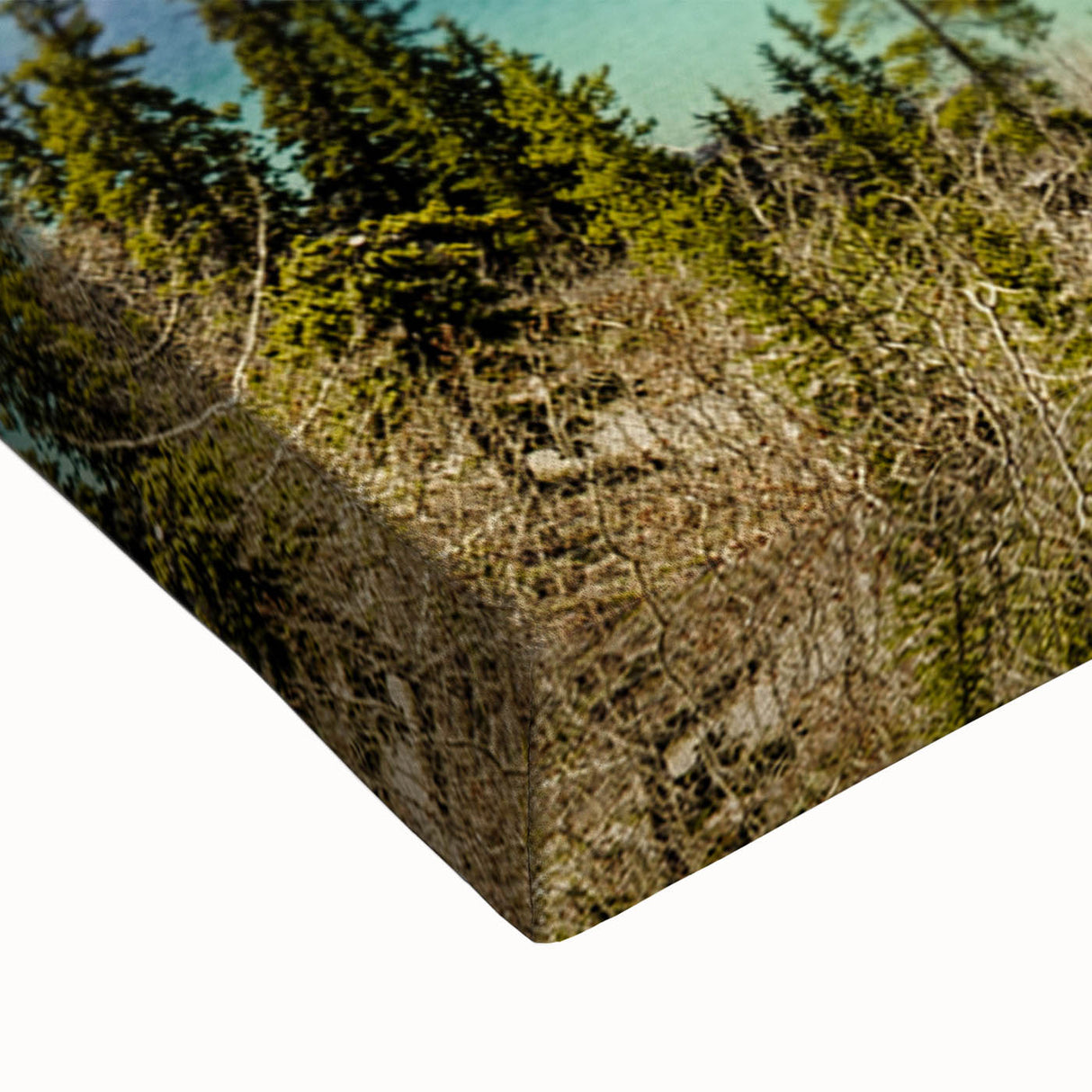 Black and white landscape art of Yukon scenery on large stretched canvas, suitable for bedroom decor.