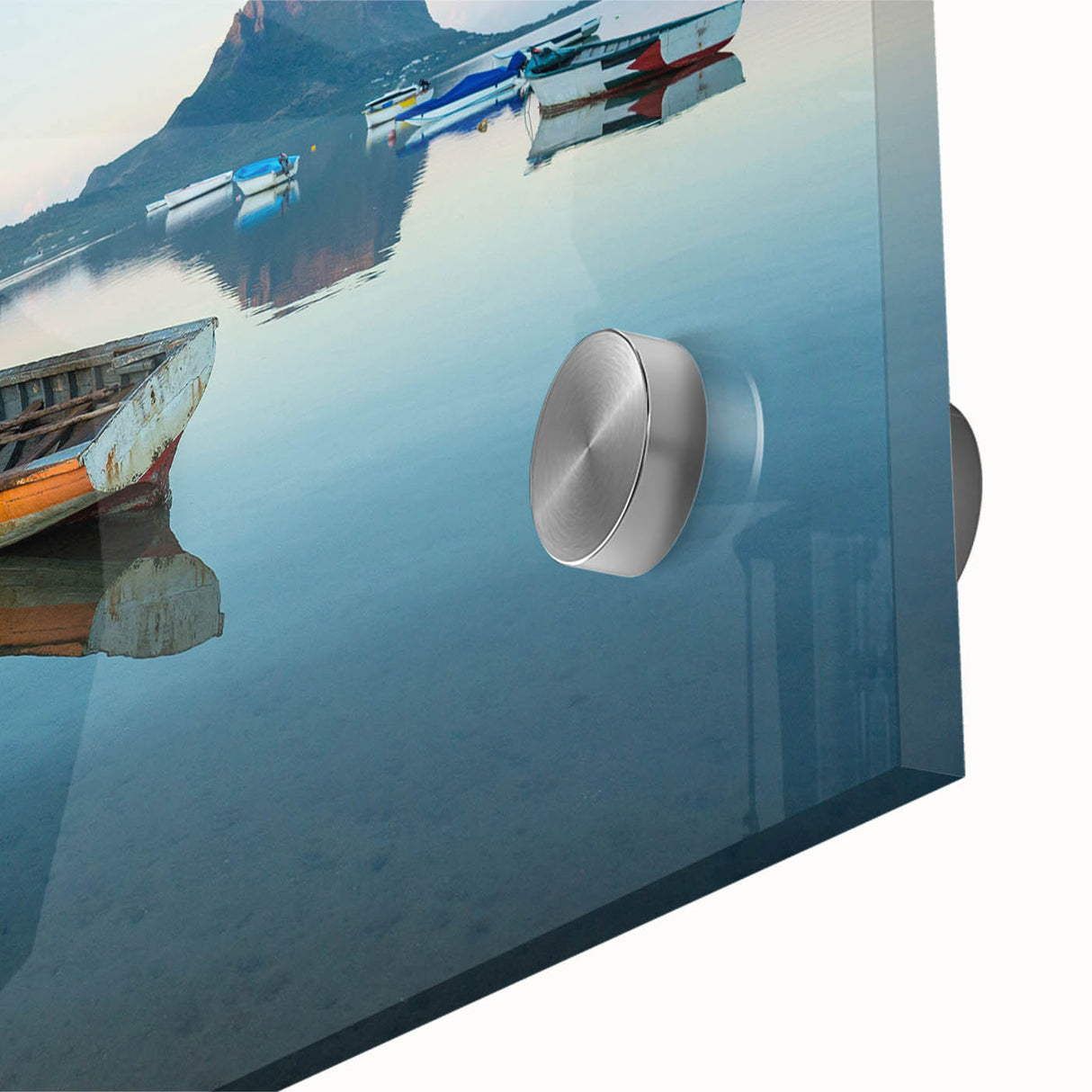 Acrylic print of a large abstract Martinique scenery in vibrant blues and greens.