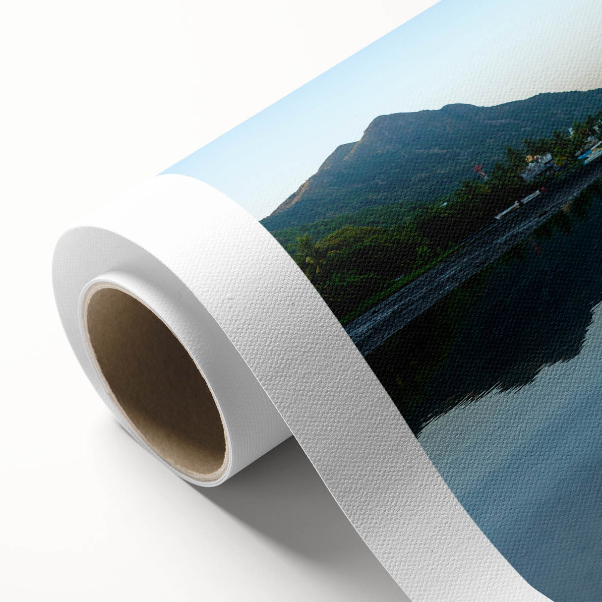 Art Deco style poster of a serene Caribbean landscape on rolled canvas, ideal for nursery wall art.