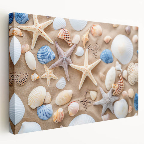 Side view of a large stretched canvas depicting a vibrant Cancun scenery, suitable for kitchen wall art.