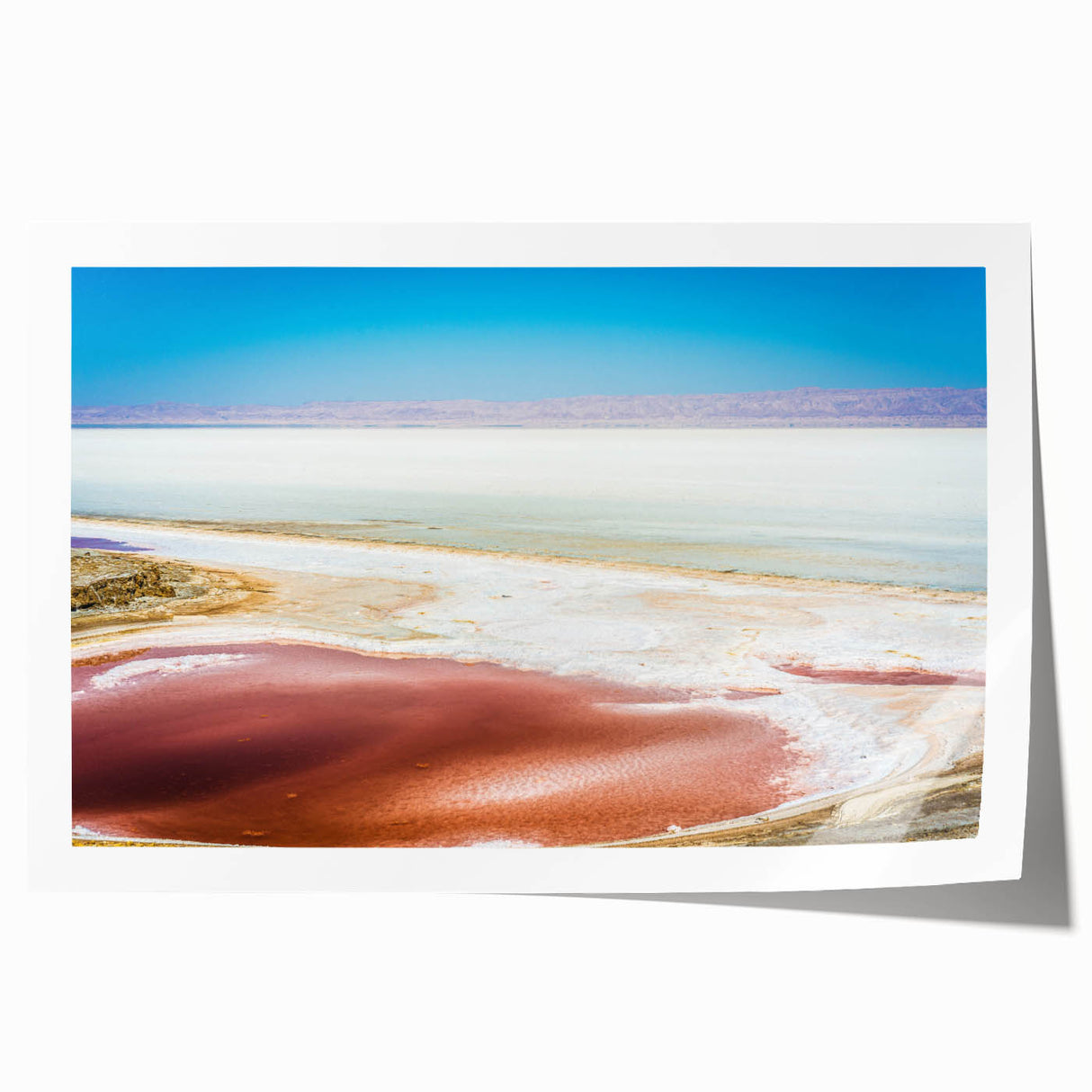 Extra large rolled print of a Tunisian landscape with vibrant green and earth tones, ideal for art wall dining room decor.