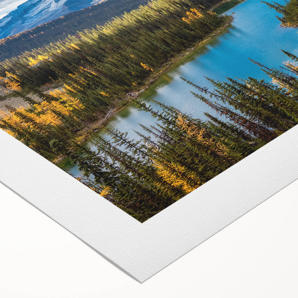 Art deco poster of British Columbia scenery in muted green and blue tones on rolled canvas, suited for dining room wall art.