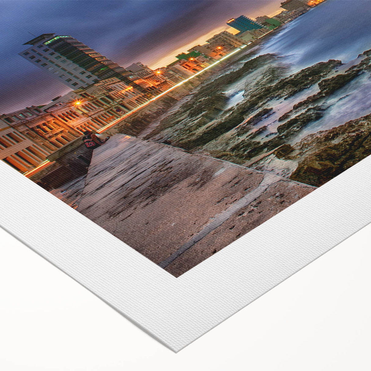 Art deco poster of a vintage Caribbean landscape in pastel shades on rolled canvas, ideal for dining room wall art.