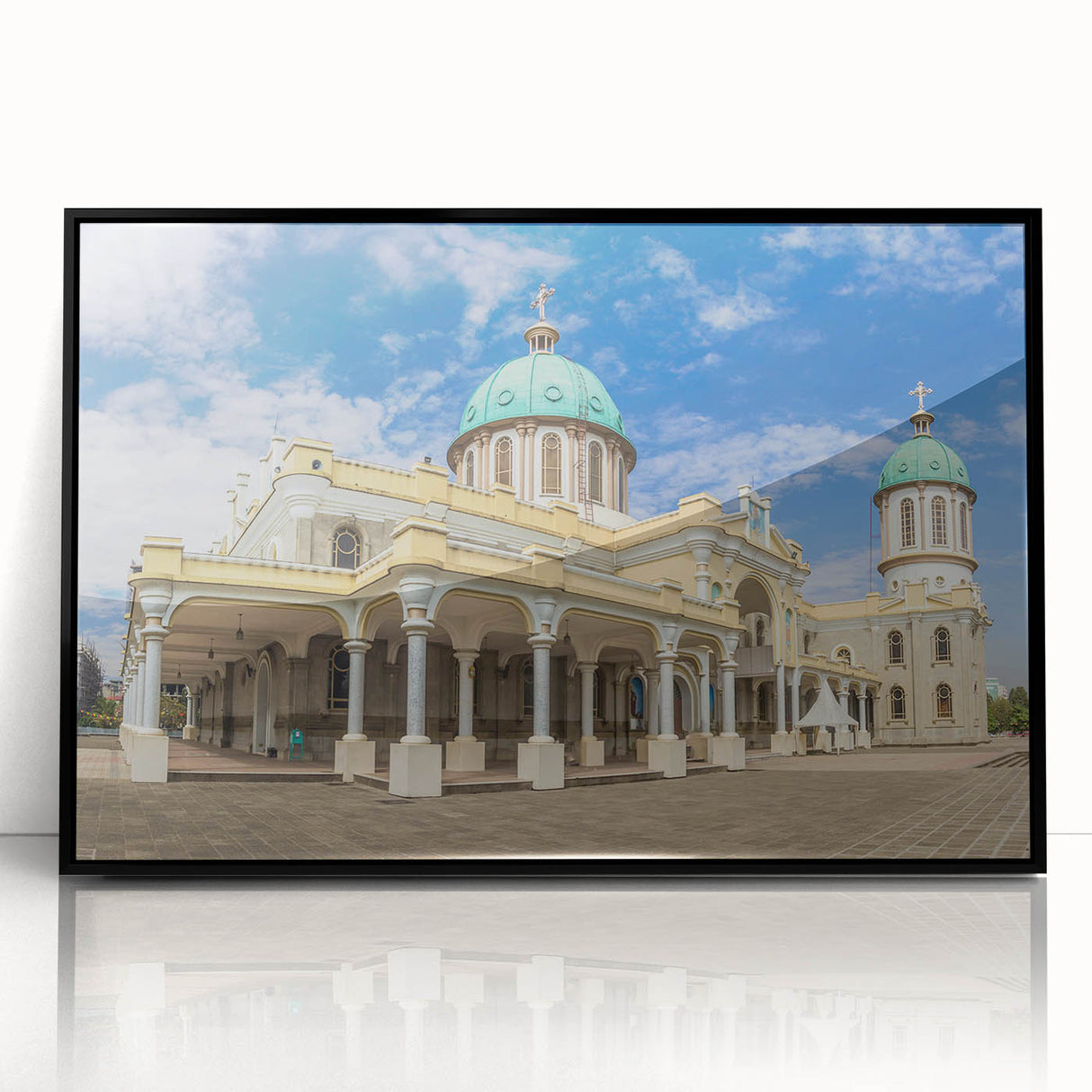 Large abstract wall art depicting an Ethiopian scenery in muted earth tones on framed acrylic.