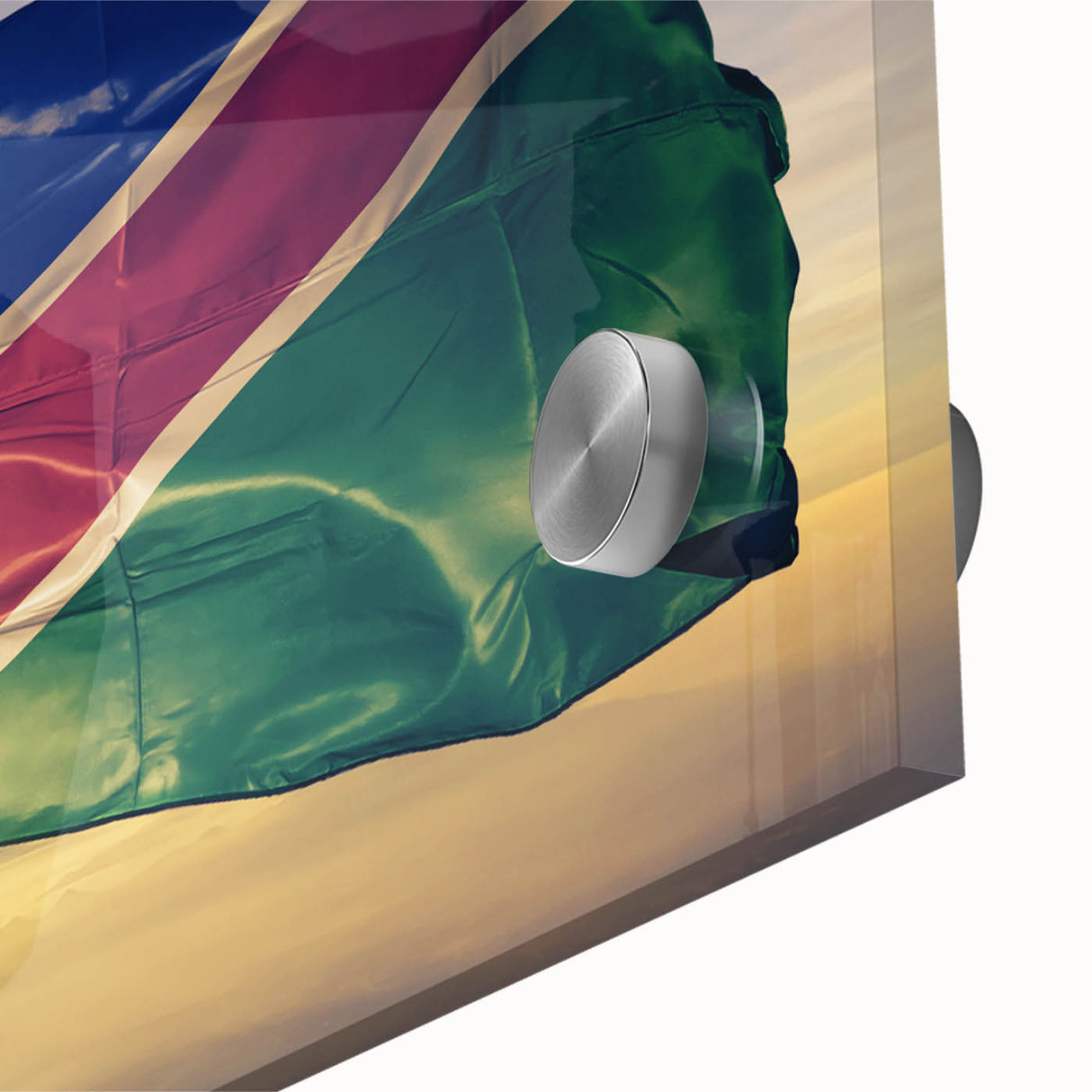 Large abstract wall art depicting the Namibian desert on acrylic glass, with earthy tones.