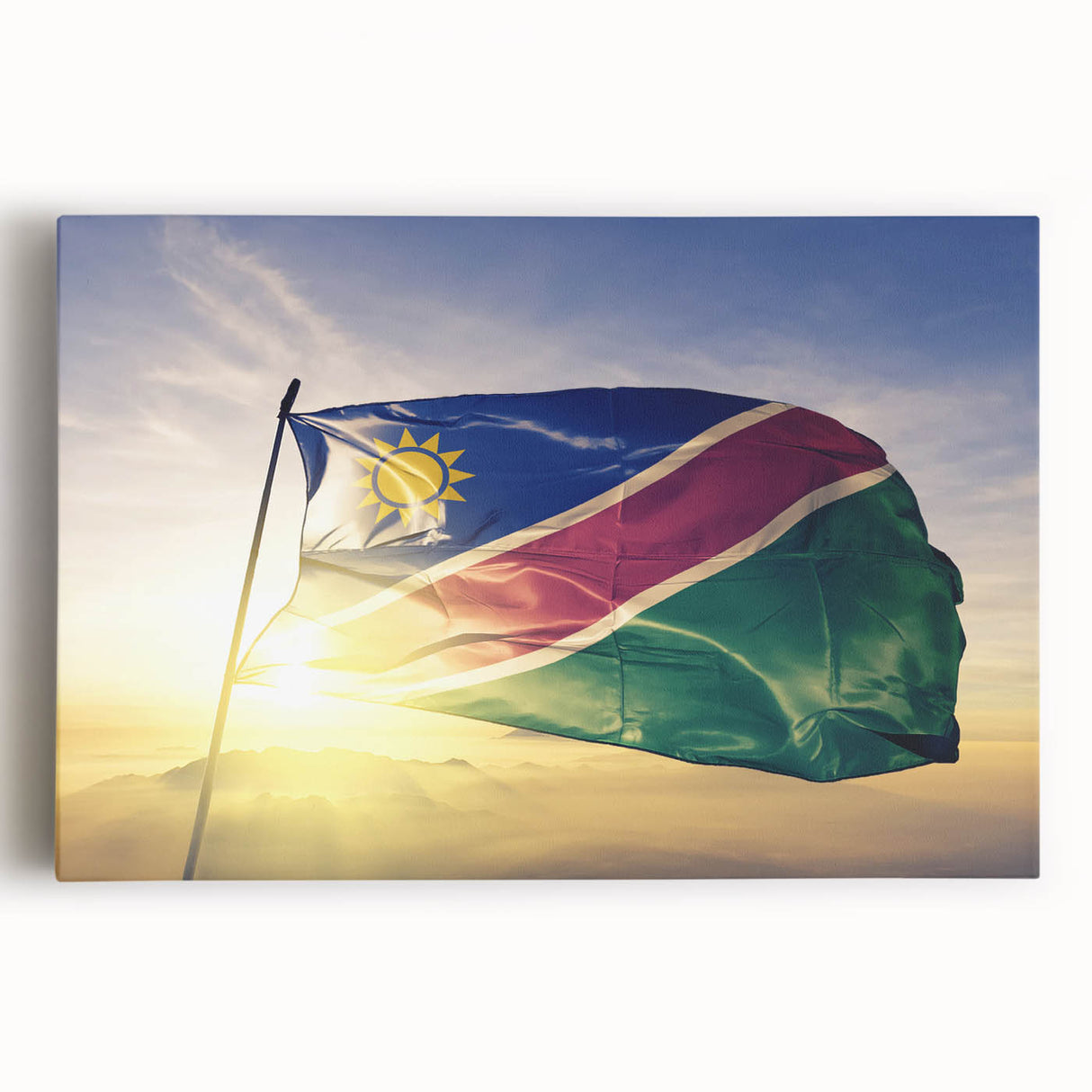 Black and white photograph of Namibian landscape on large stretched canvas, ideal for kitchen wall art.